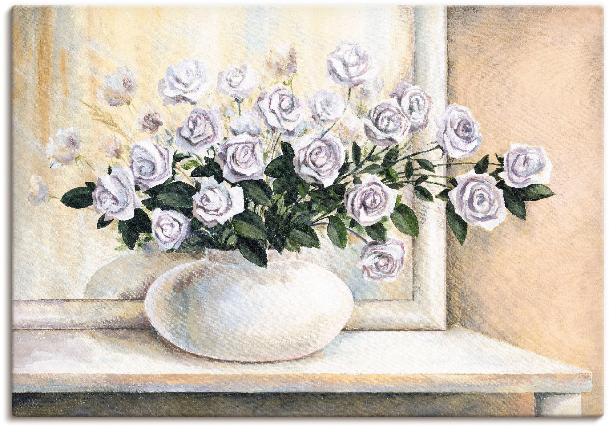 Artland Leinwandbild »Rosen auf Tisch II«, Blumen, (1 St.), auf Keilrahmen günstig online kaufen
