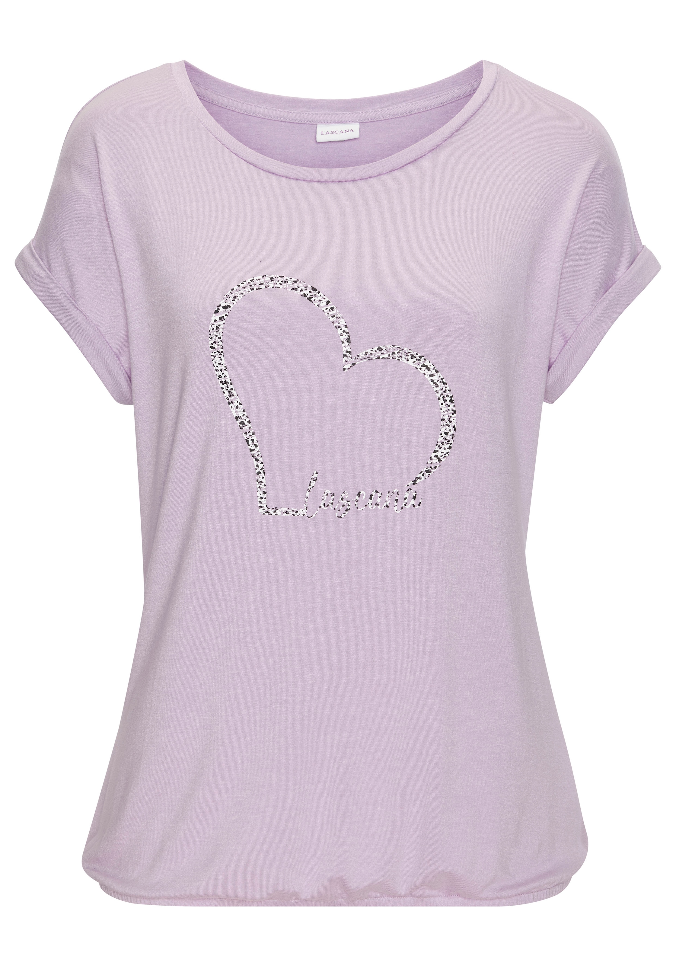 LASCANA Kurzarmshirt »mit Lascana Herz Print«, aus weichem Viskose-Stretch