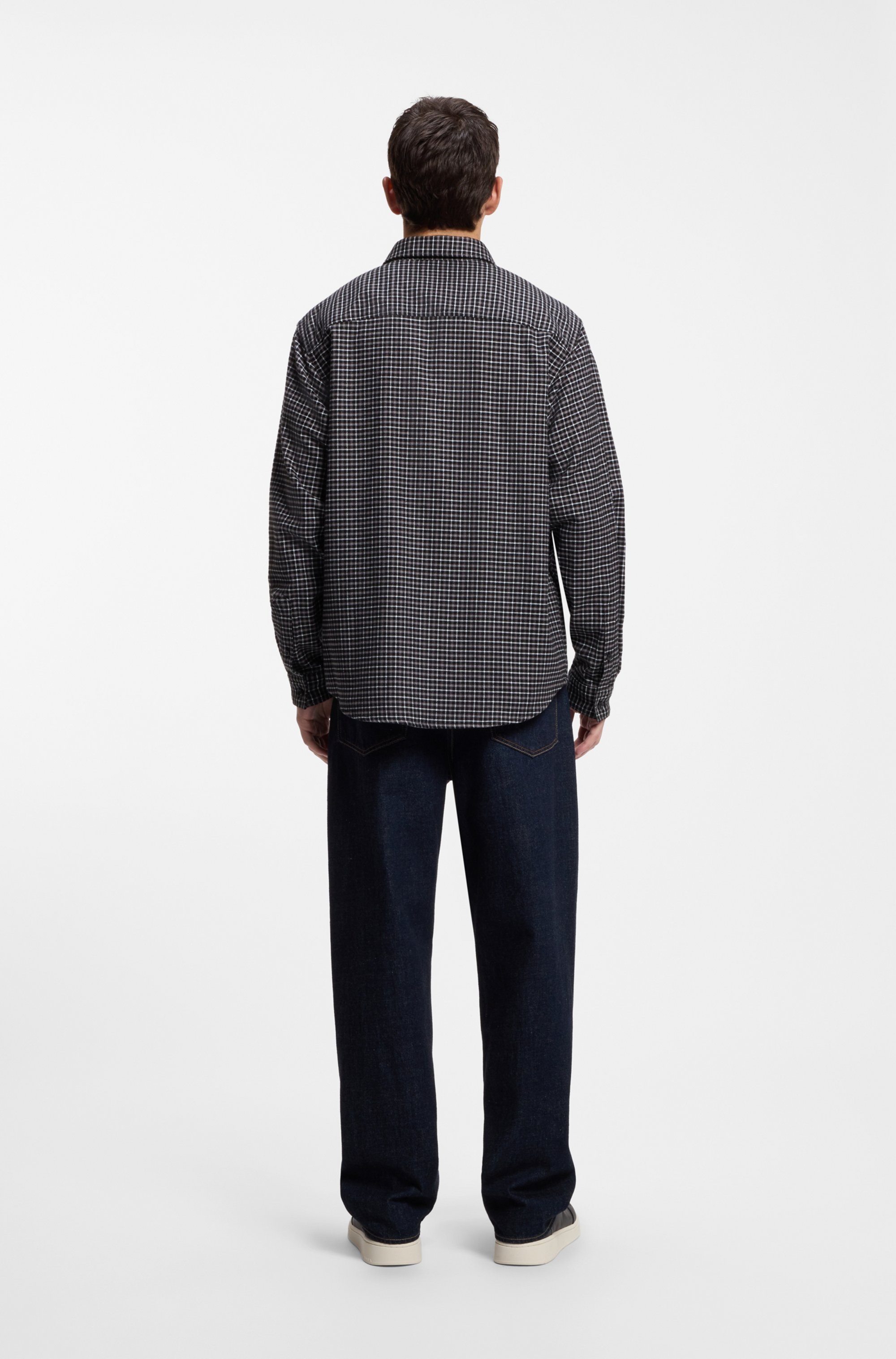 HUGO Flanellhemd »Ebalto« Oversize-Passform, reine Baumwolle, Logo-Badge