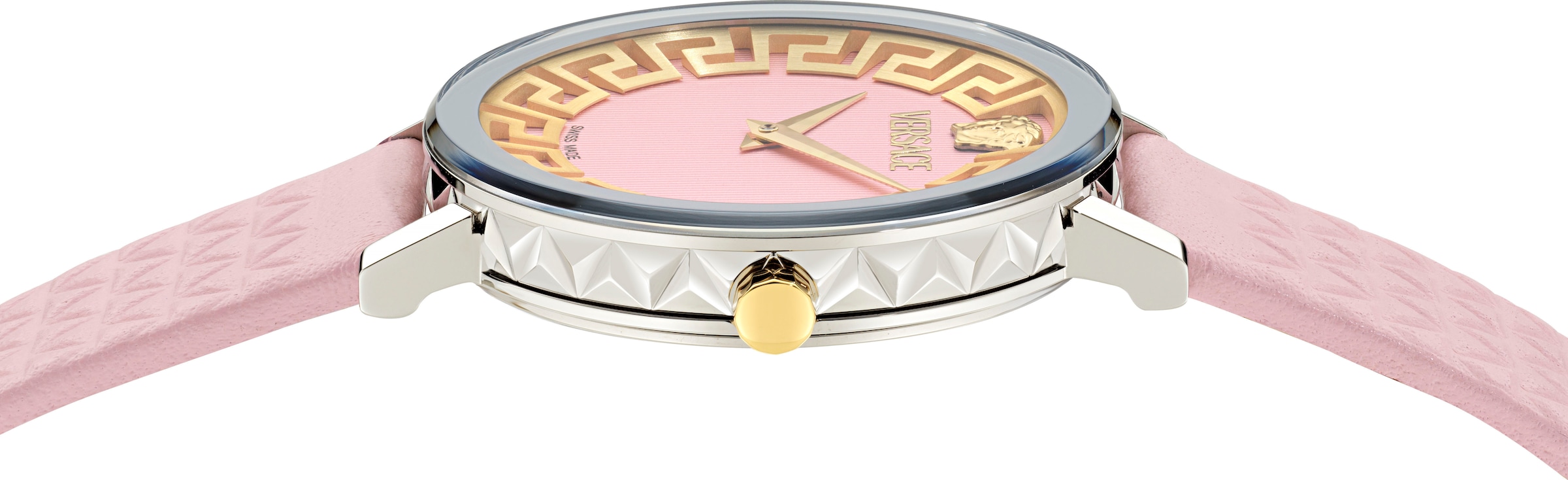 Versace Quarzuhr »VERSACE DAEDALUS«, Armbanduhr, Damenuhr, Swiss Made, Lederarmband, analog, Saphirglas