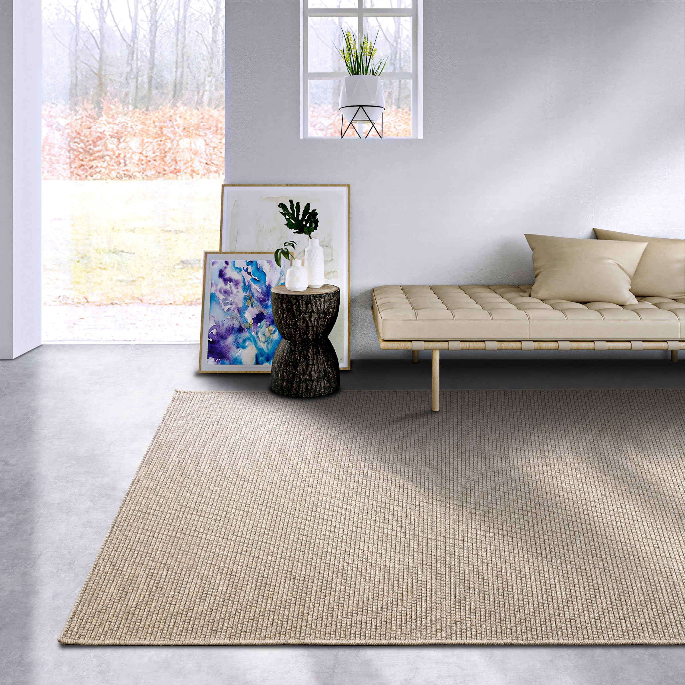 Villeroy & Boch Wollteppich »Charles«, rechteckig, 5 mm Höhe, Schurwolle, Wolle, Natur, Wohnzimmer, Schlafzimmer, Boho, Skandi