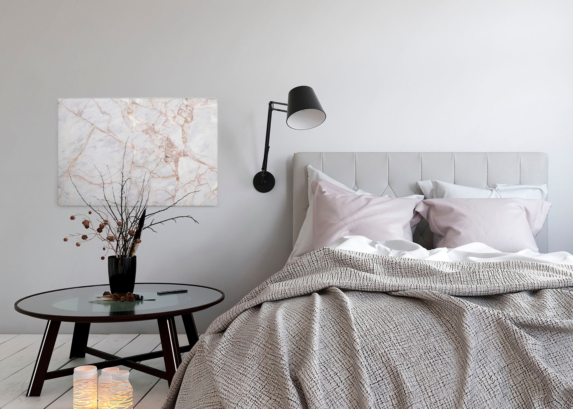 A.S. Création Leinwandbild »Grey Light Marble«, Kunst-Marmor-Kinder, (1 St.), Marmoroptik Marmor Keilrahmen Leinwand-Bild Wohnzimmer modern Wandbild