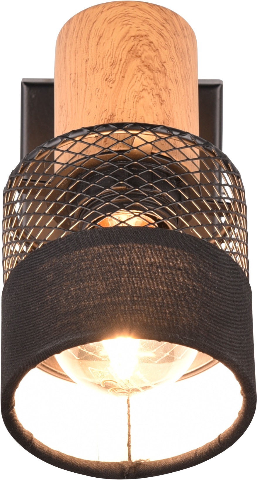 TRIO Leuchten Wandstrahler »NANDINI, Spot 1-flammig exkl 1x E14 max 10W, flexibel drehbarer Spot« E14 1 Stk. warmweiß - kaltweiß Wandspot mit Schirm aus Holz, Stoff und Metall, Ø7cm Schirm