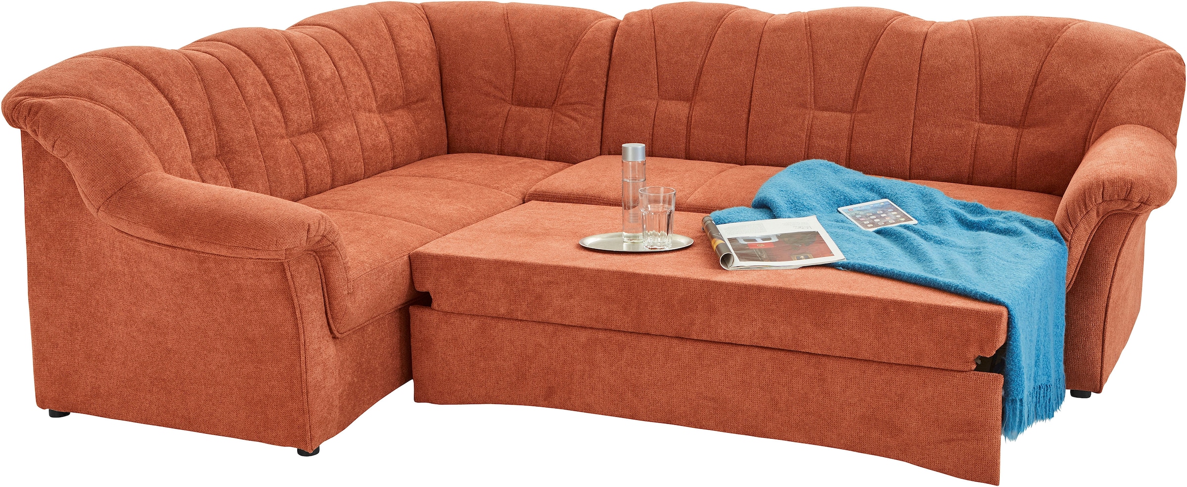 DOMO collection Ecksofa »Papenburg B/T/H: 242/190/84 cm L-Form«, wahlweise mit Bettfunktion, Langer Schenkel links oder rechts