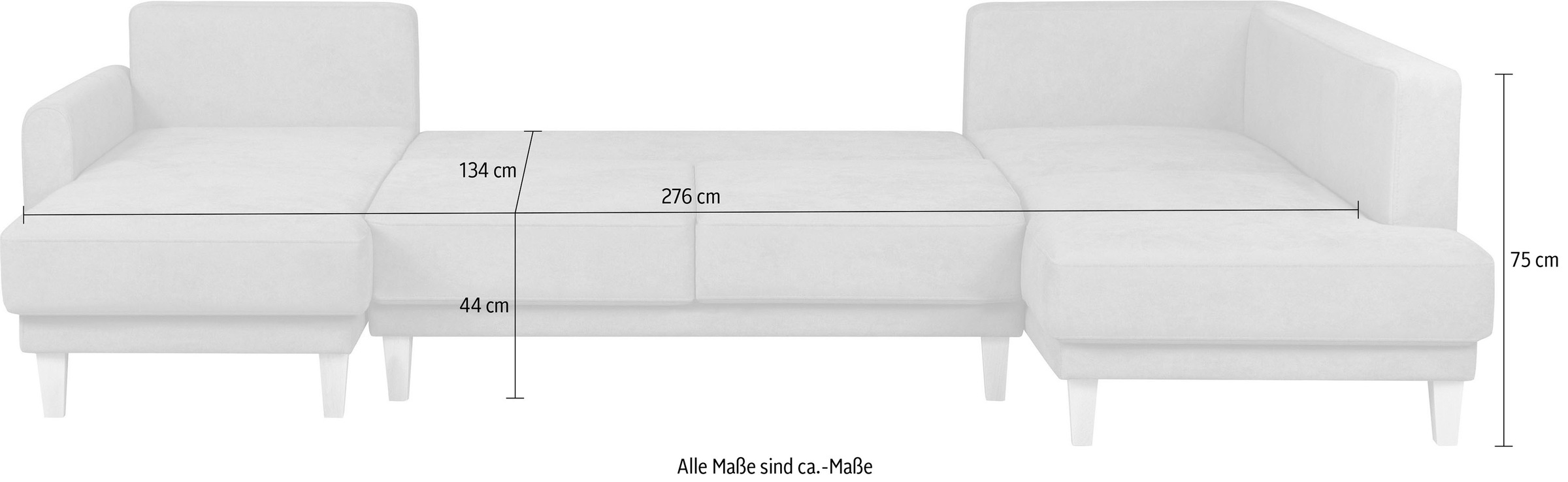 Home affaire Wohnlandschaft »TRIPLO U-Form wahlweise mit Schlaffunktion, B/T/H: 310/192/90 cm«, Schlafsofa, auch mit Bettkasten, Steppung im Rückenkissen