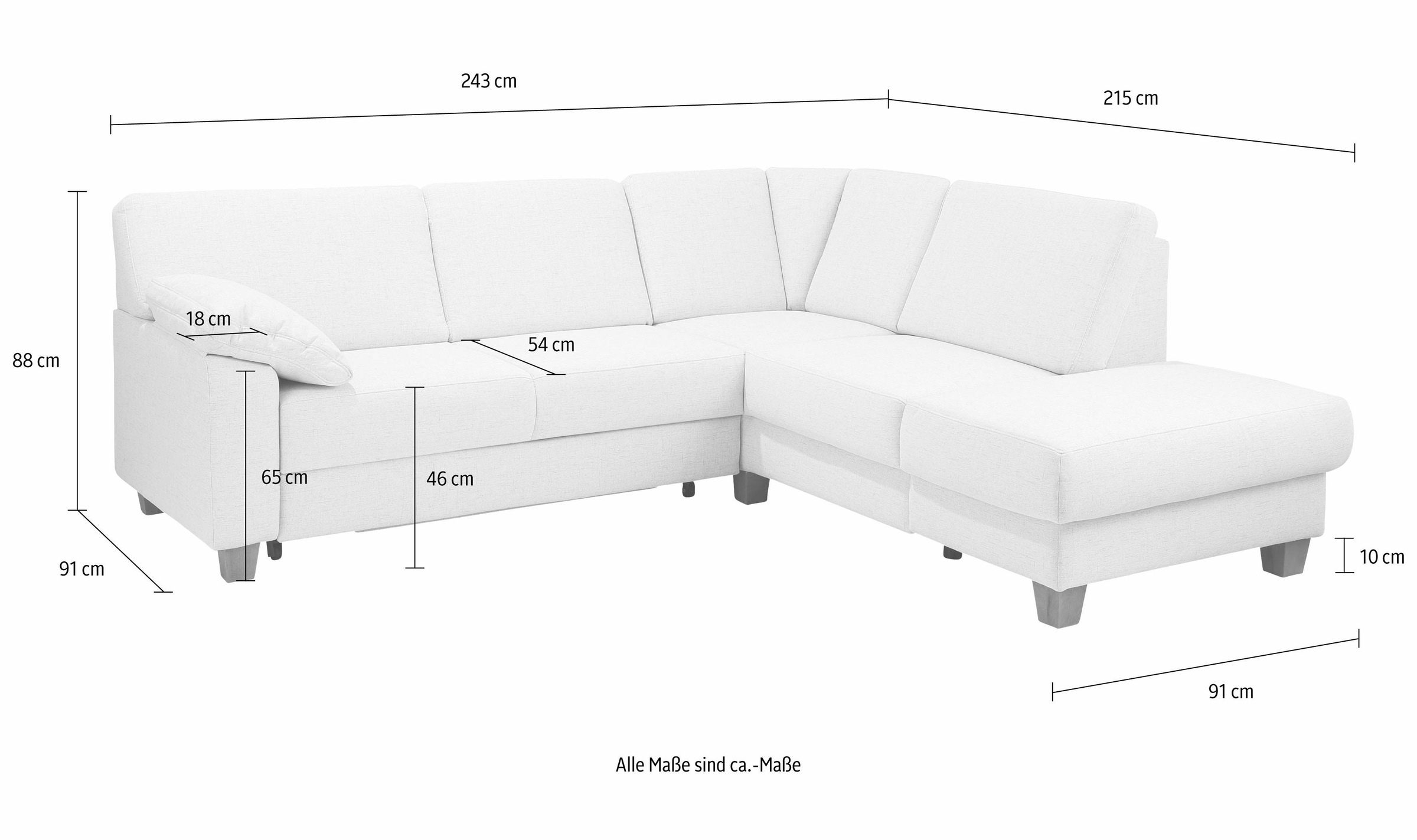Home affaire Ecksofa »Belfort L-Form«, mit Federkern, wahlweise mit Bettfunktion und Stauraum