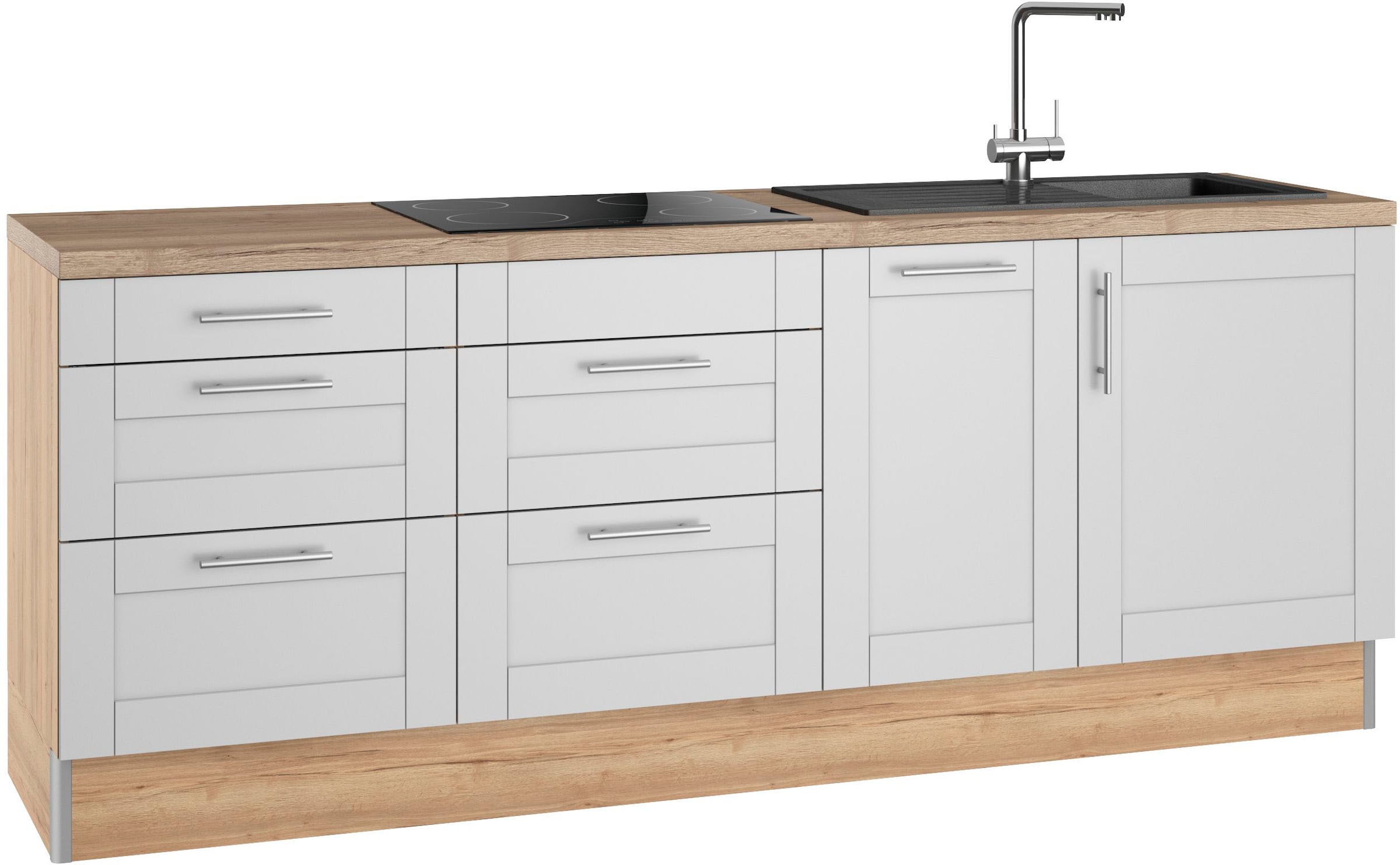 KOCHSTATION Küche »KS-Ahus«, Breite 225 cm, wahlw. Mit E-Geräten, Soft Close Funktion, MDF Fronten