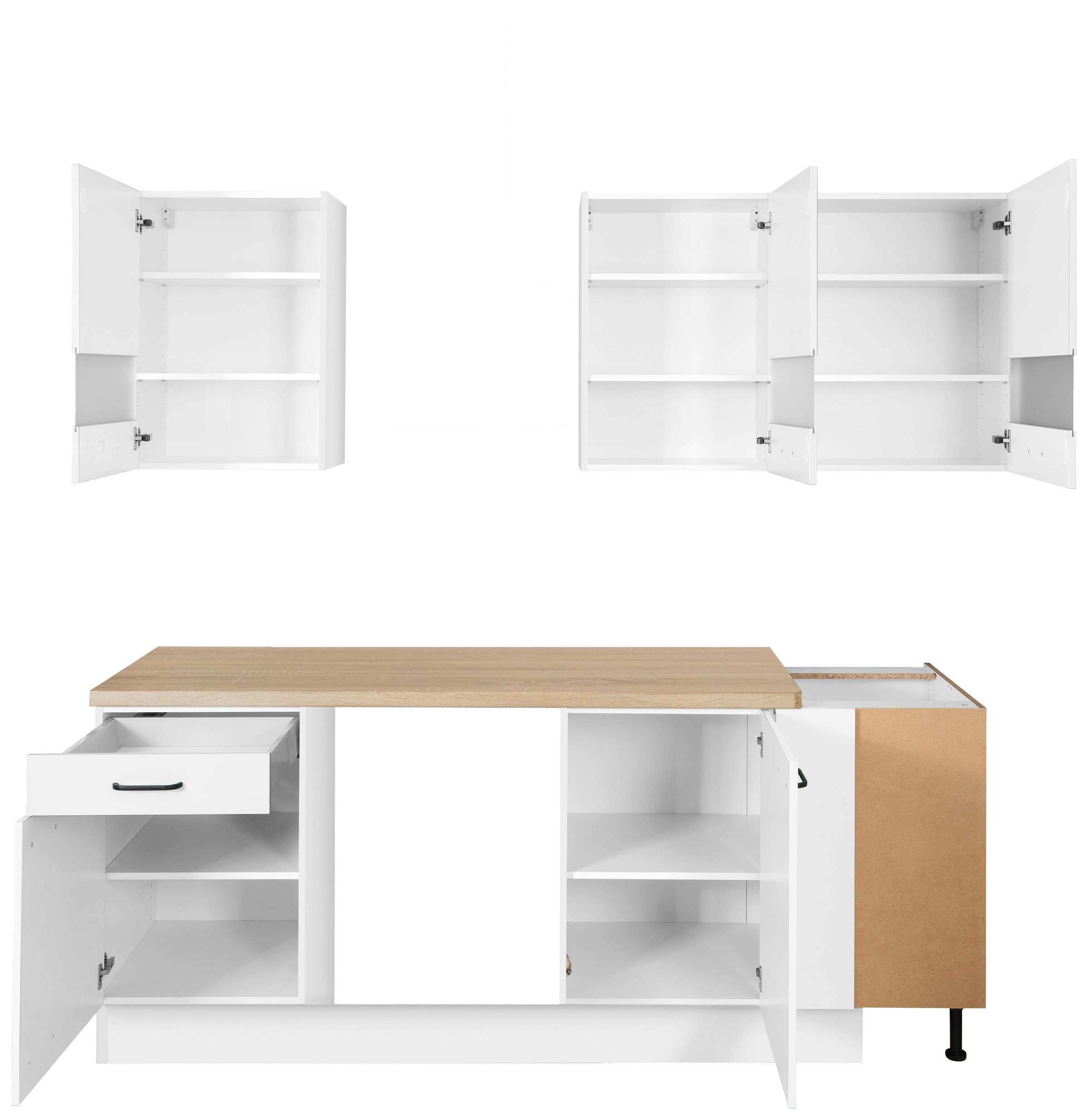 OPTIFIT Winkelküche »Elga« Premium-Küche, Soft-Close-Funktion, Vollauszug, Stellbreite 225x175cm