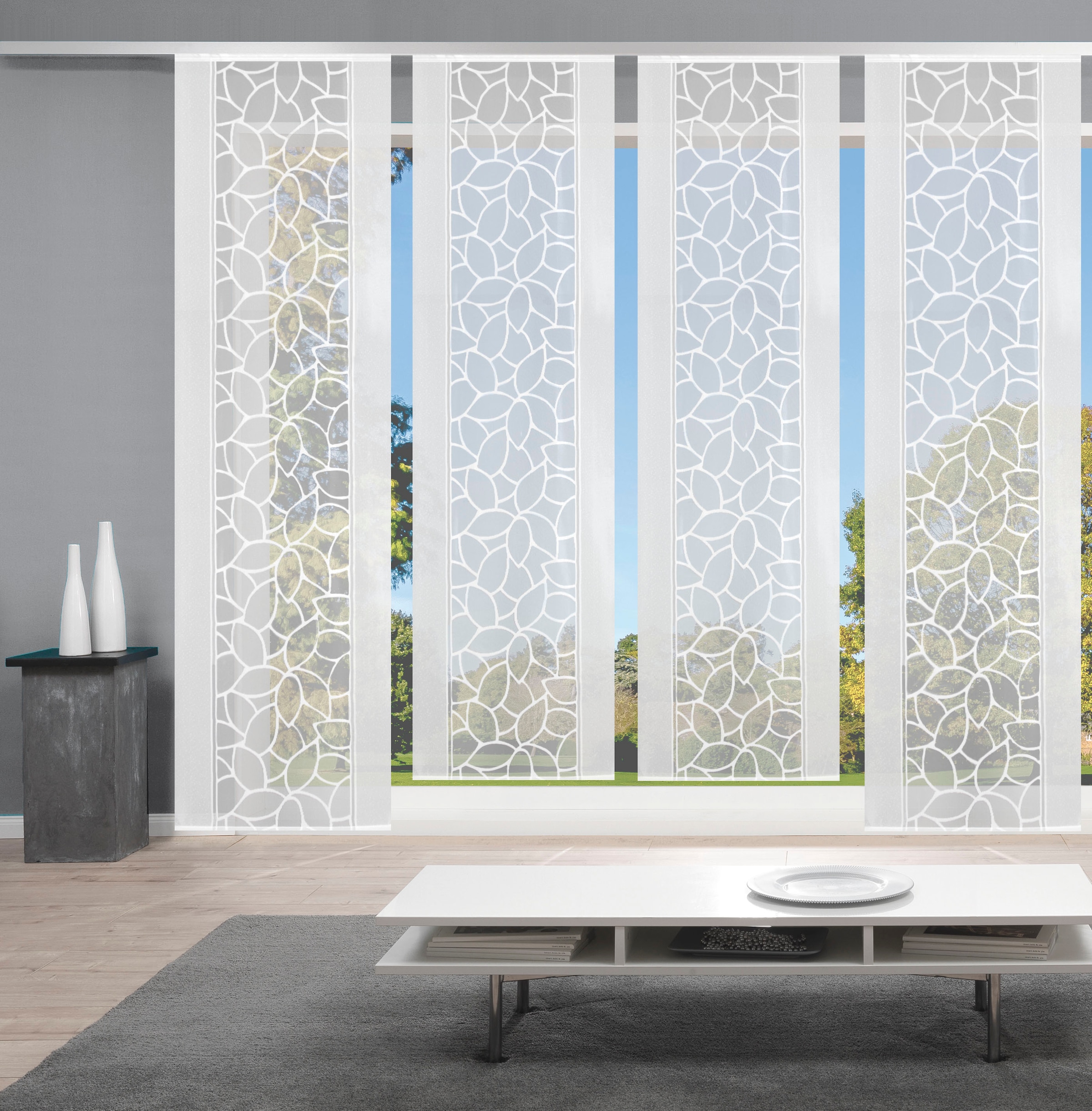 HOME WOHNIDEEN Schiebegardine »JENNA«, (4 St.), Schiebevorhang Jacquard Set günstig online kaufen