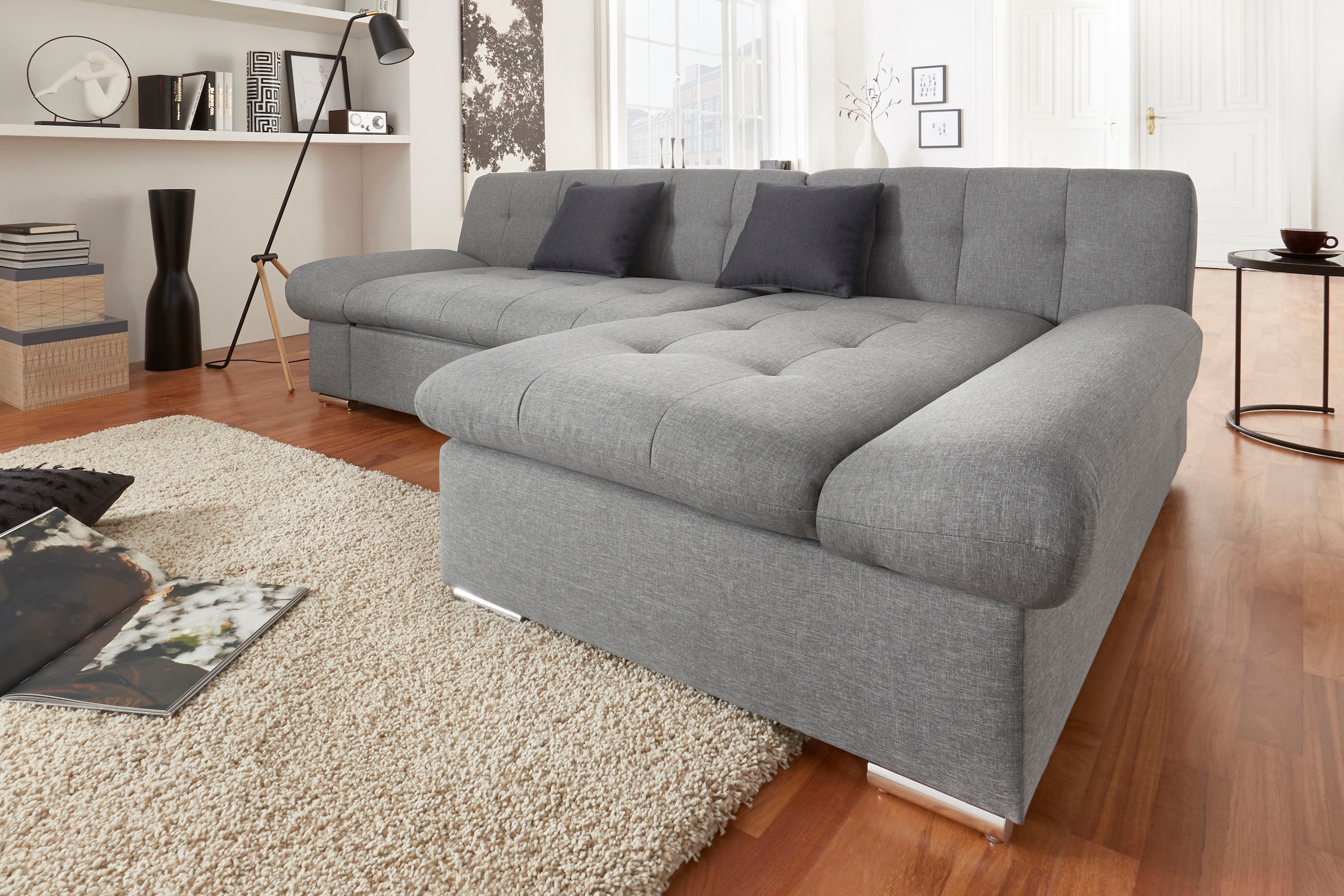 TRENDMANUFAKTUR Ecksofa »Reggae II, moderne Optik, Armteilverstellung, B/T günstig online kaufen