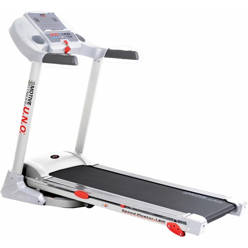 MOTIVE FITNESS BY U.N.O. Laufband »Speed Master 1.8 M (mit/ohne Unterlegmatte)« bis max. 18 km/h, klappbar weiß/silberfarben