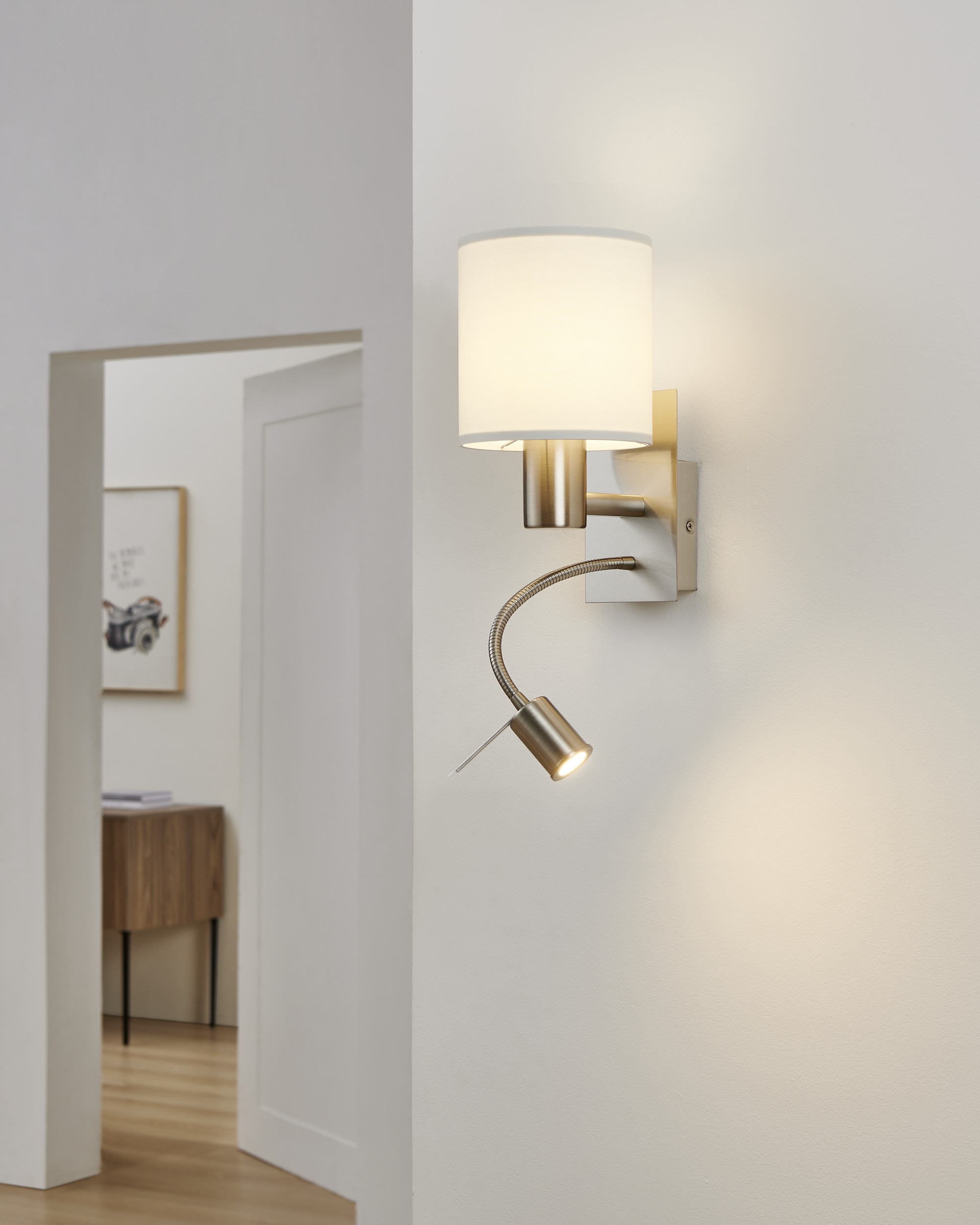 EGLO Wandleuchte »PASTERI Wandlampe - Stahl - E27;LED - 1X40W;1X3,8W - IP20« E27 1 Stk. Warmweiß Wandstrahler, Wandspot, Wohnzimmer, Schlafzimmer, L15 x H38 x AL19,5cm