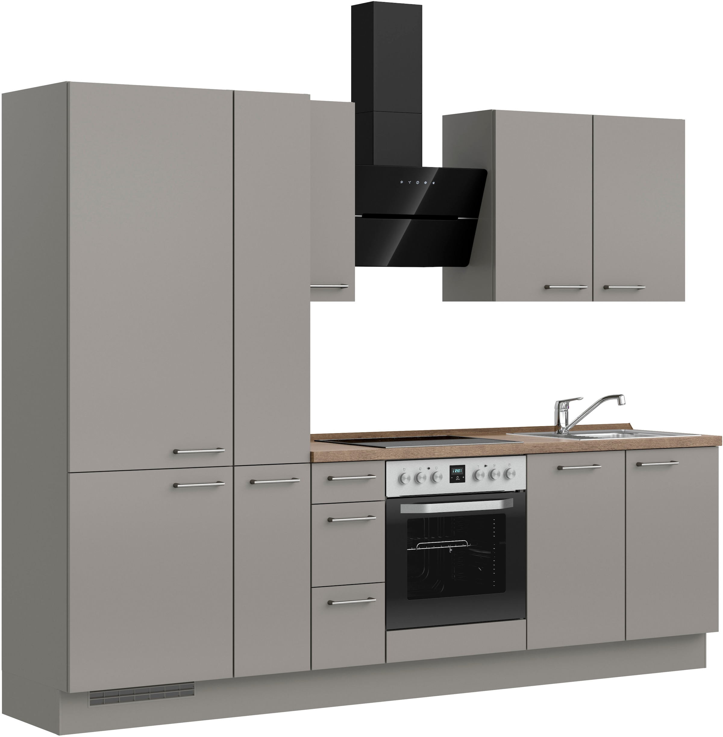 nobilia® Küchenzeile »"Laser II", Ausrichtung wählbar, Breite 270 cm« vormontiert, wahlw. mit unterschiedlichen E-Geräten-Sets