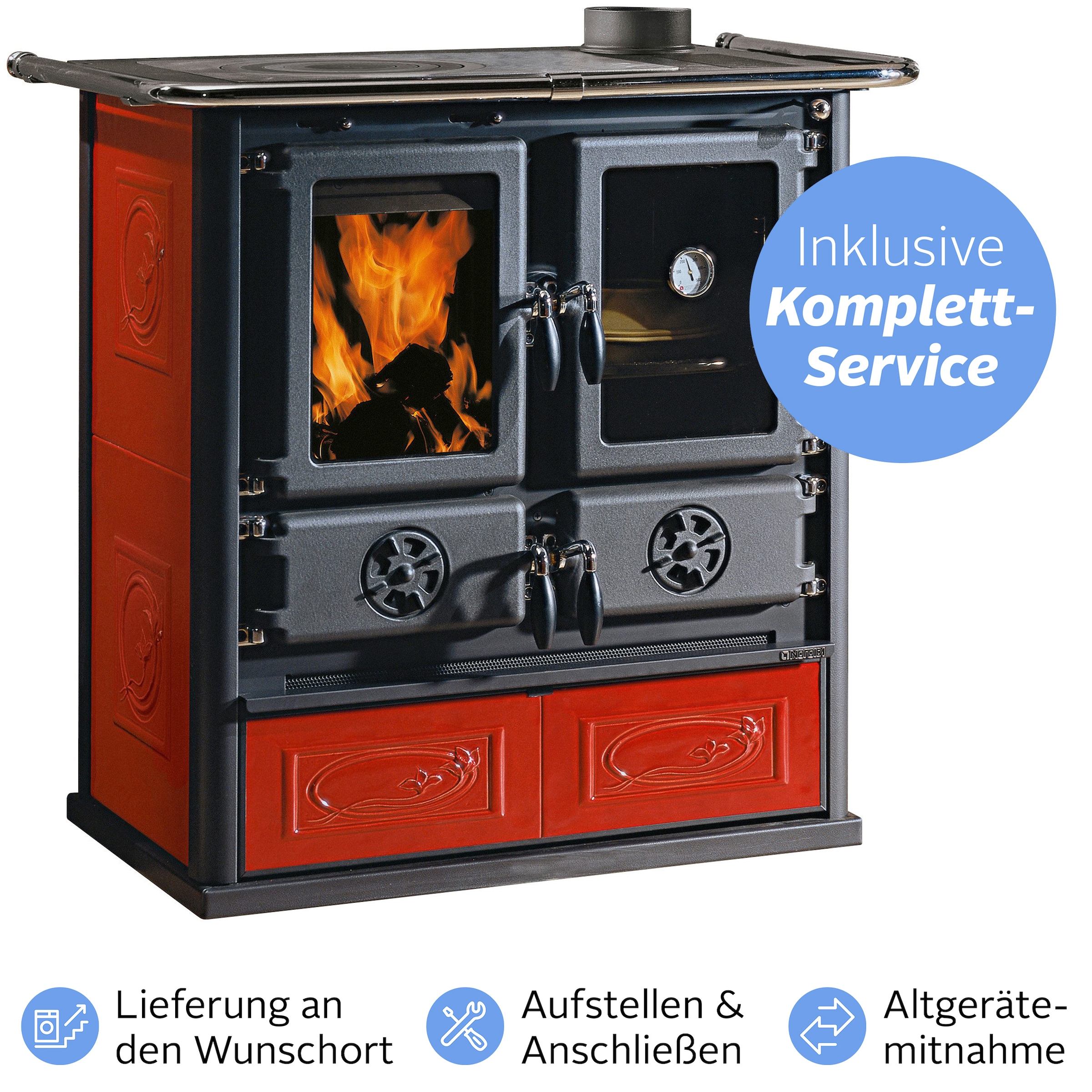 La Nordica Festbrennstoffherd »»ROSETTA««, (Alles inklusive Service: Aufstellen, Anschließen, Altgerätemitnahme), Wunschort Lieferung