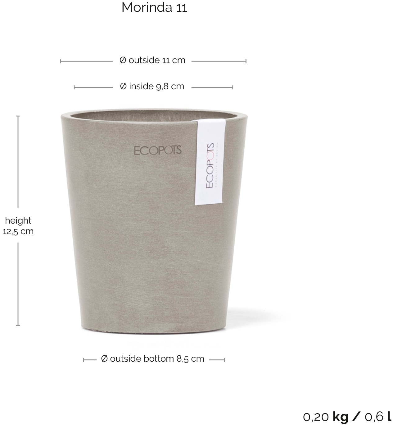 ECOPOTS Blumentopf »Morinda Orchidee 11 Taupe«, für den Innenbereich