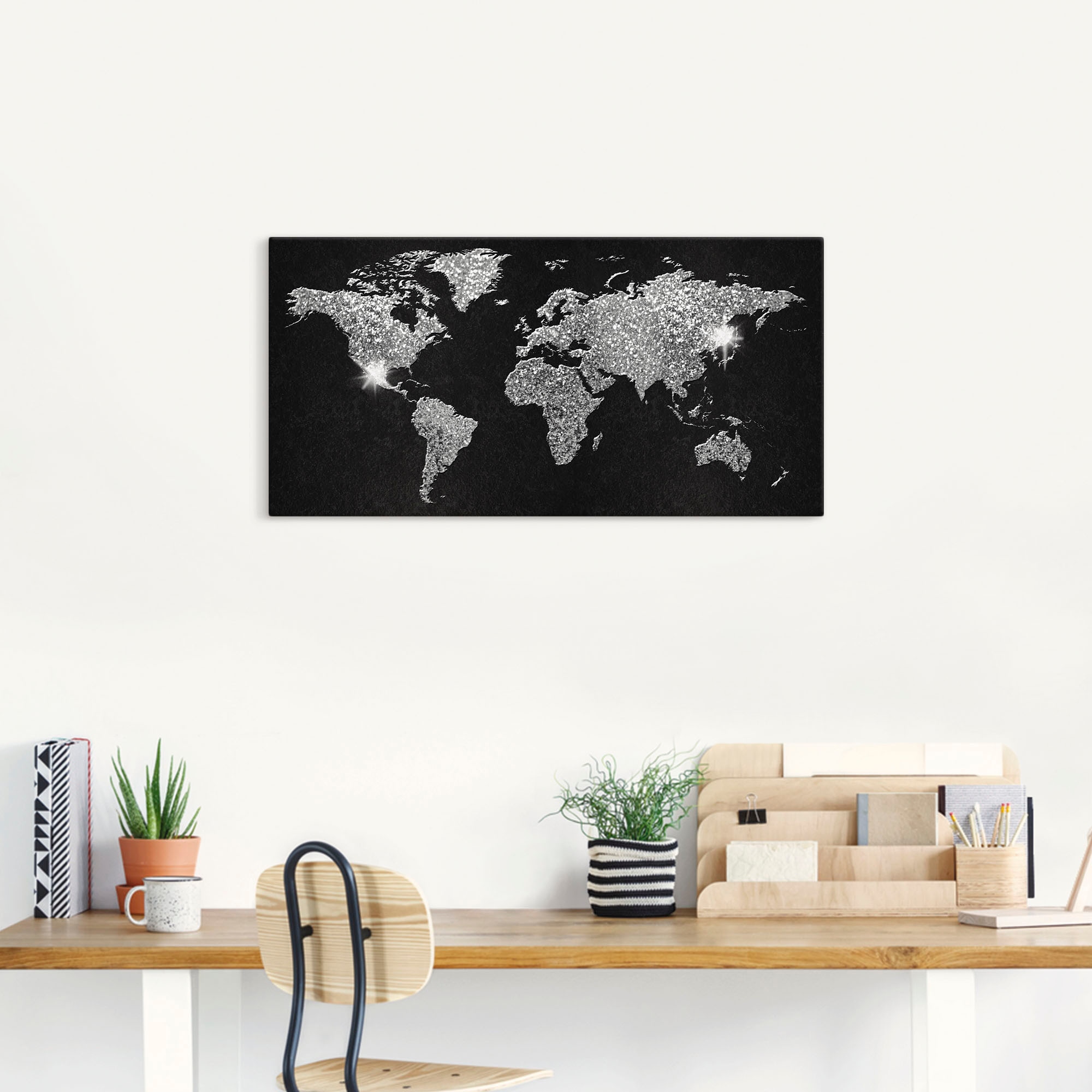 Artland Wandbild »Weltkarte Glitzer«, Land- & Weltkarten, (1 St.), als Alubild, Outdoorbild, Leinwandbild, Poster, Wandaufkleber