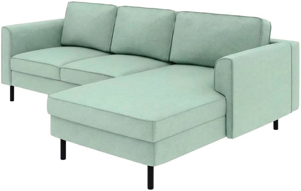 Home affaire Ecksofa »Booster II, whlw. mit Schlaffunktion & Bettkasten, Fuß schwarz« Recamiere beidseitig montierbar,L-Form, in Cord & Struktur LEO o. LINO