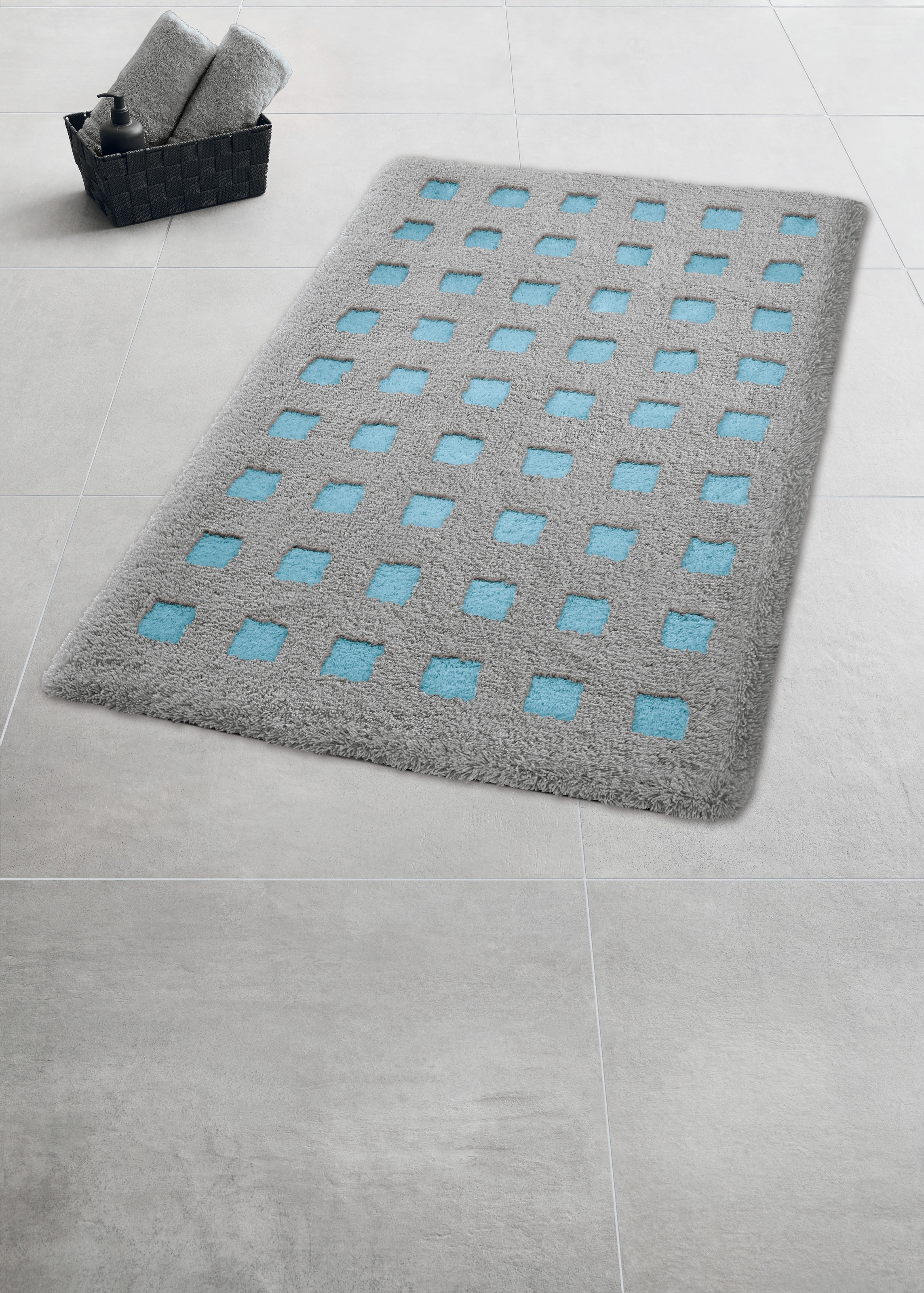Kleine Wolke Badematte "Boxes" Höhe 20 mm rutschhemmend beschichtet fußbode günstig online kaufen