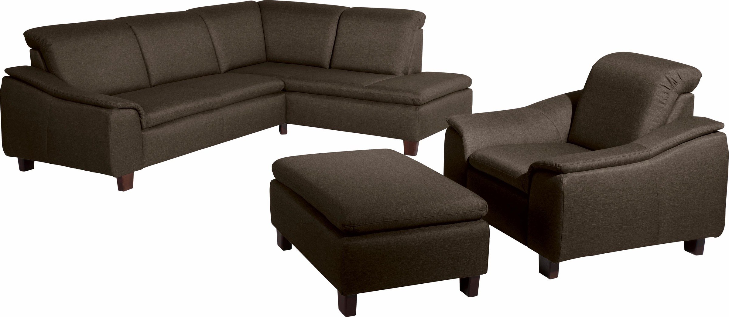 Max Winzer® Ecksofa »Alessio, aktuelle Mattenoptik, geschwungene Formensprache, bequem«, mit abgerundeter Rückenlehne, Ottomane wahlweise links oder rechts