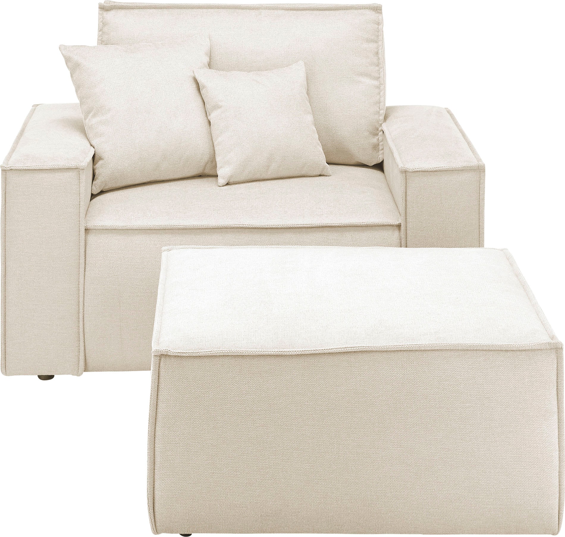 OTTO home Loveseat »FINNLEY, Loveseat & Hocker im Set, trendige Stoffe, ink günstig online kaufen
