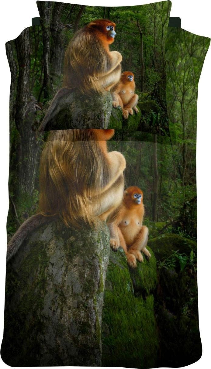 damai Bettwäsche »Snub Nosed Monkey«, mit einem Affen