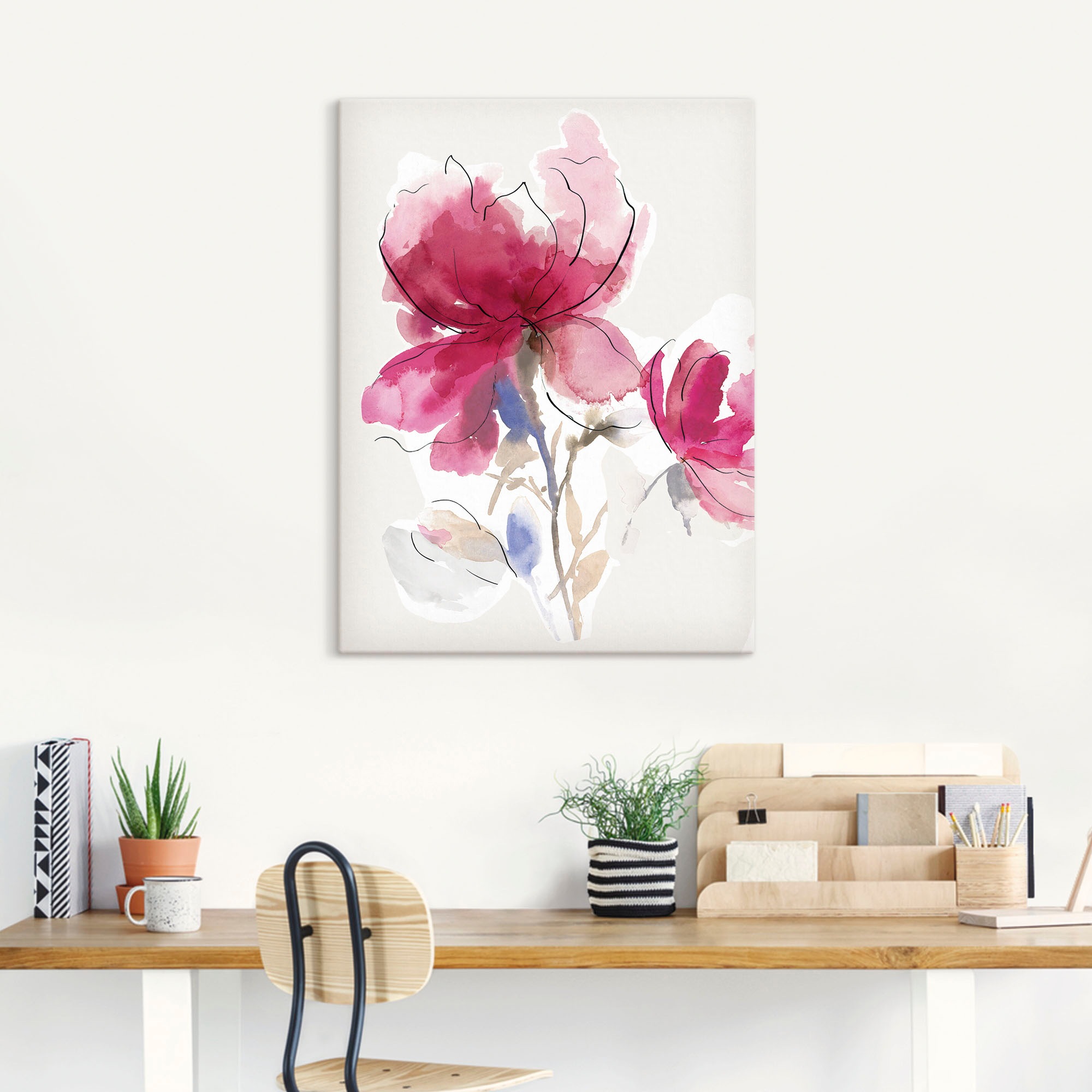 Artland Wandbild »Rosige Blüte I.« Blumenbilder 1 Stk. tlg. als Alubild, Le günstig online kaufen