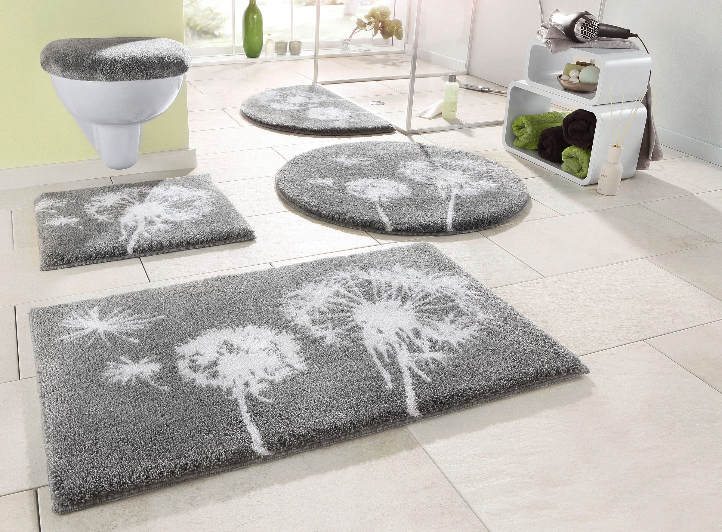 Grund Badematte Pusteblume, Badvorleger, Badezimmer Teppich, günstig online kaufen