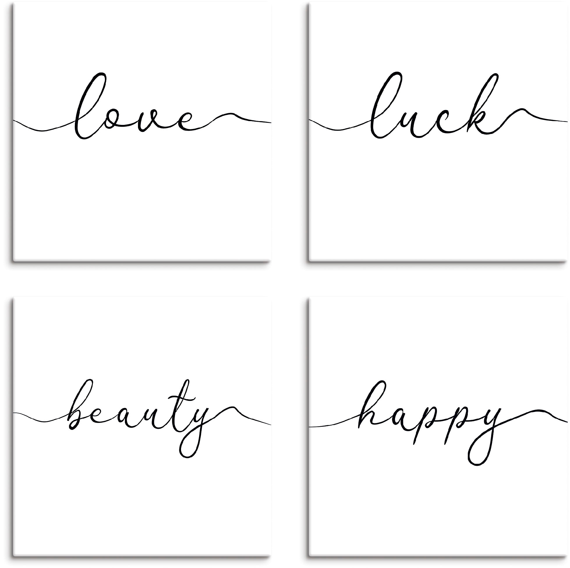 Artland Leinwandbild »Liebe Glück Schönheit Frohsinn« Sprüche & Texte 4 Stk günstig online kaufen
