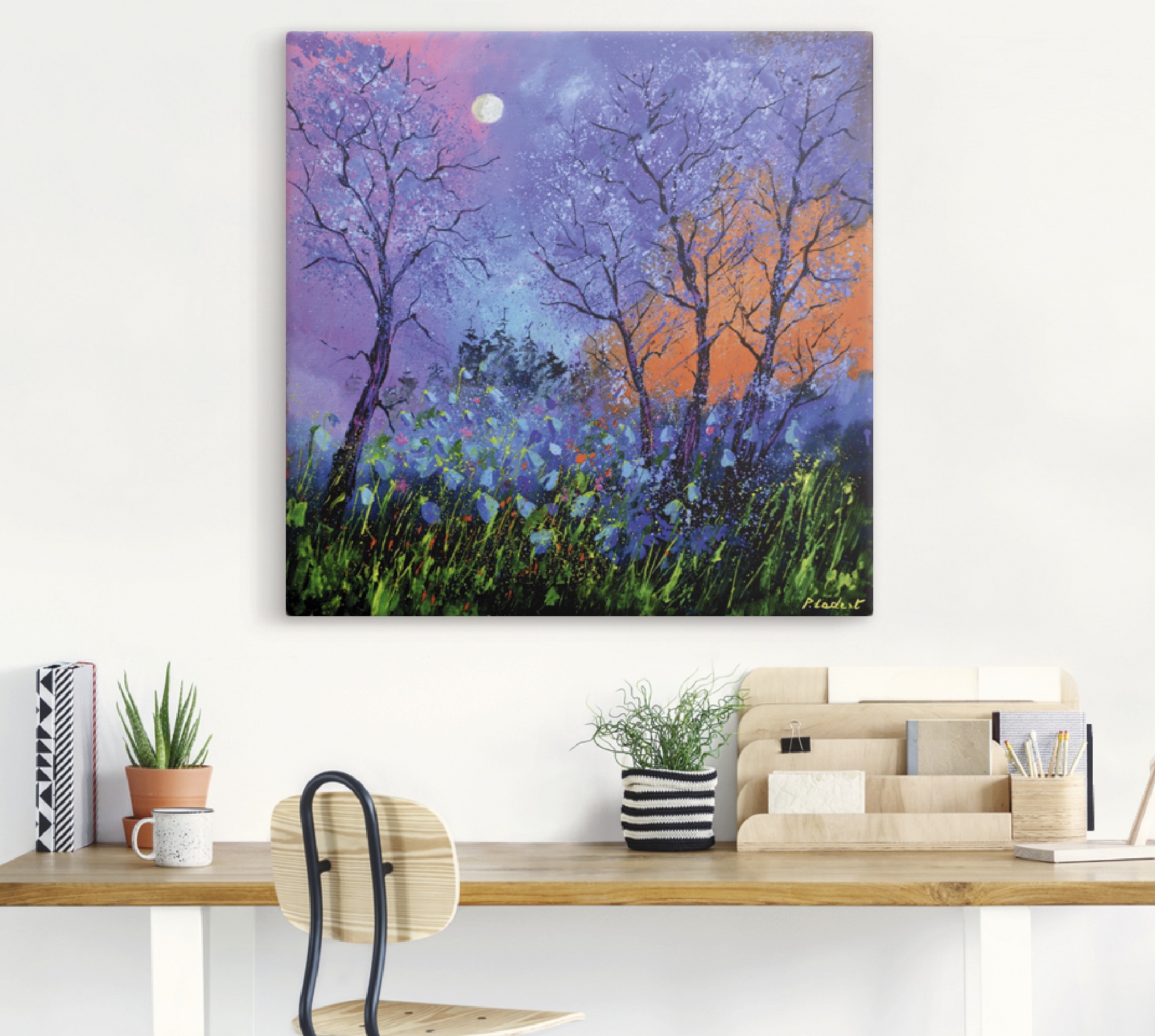 Artland Leinwandbild »Mohnblumen im Blau«, Blumen, (1 St.), auf Keilrahmen gespannt