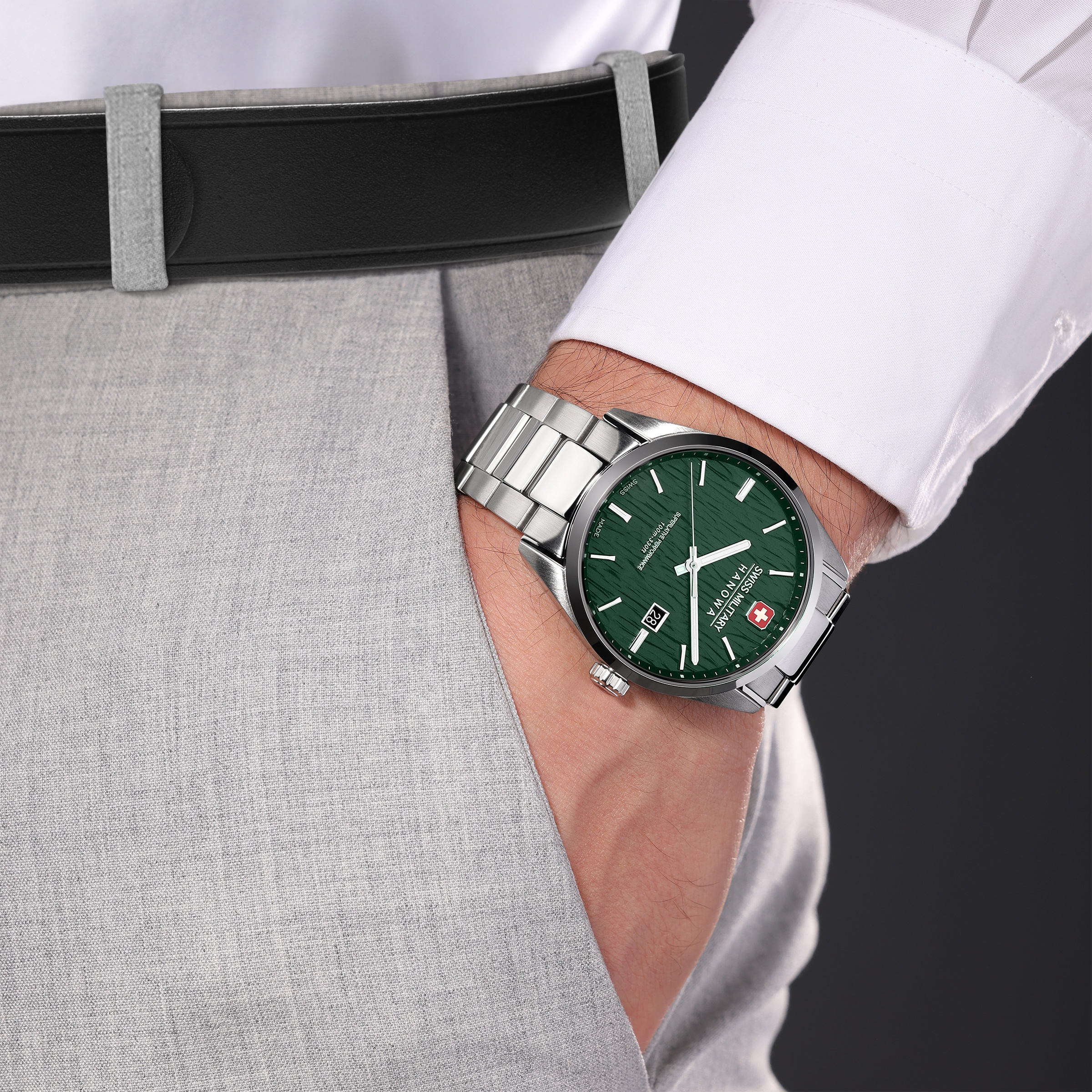 Swiss Military Hanowa Quarzuhr »Silver Fir« Armbanduhr, Herrenuhr, Swiss Made, Edelstahlarmband, analog, Tag
