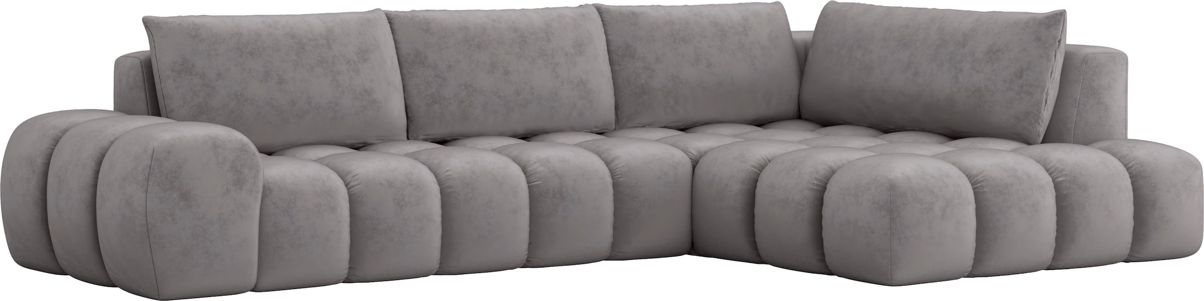 INOSIGN Ecksofa »AZITA Designsofa, elegant und bequem L-Form, Bubble-Optik«, lose Rückenkissen, traumhafte Steppung, Maße B/T/H: 352/210/72 cm