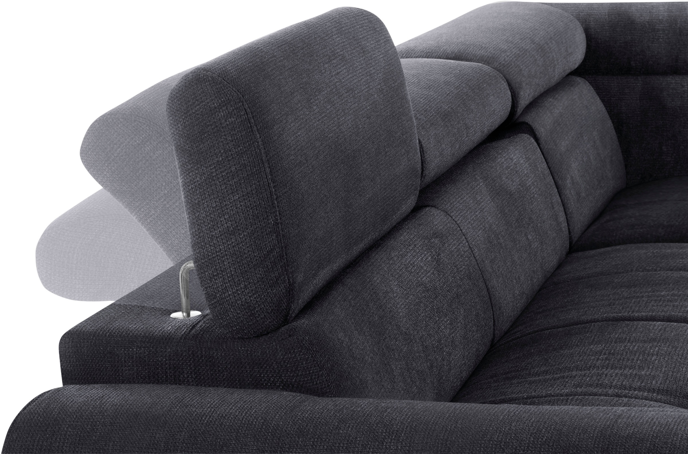 COTTA Ecksofa »Mia L-Form mit 3 Zierkissen«, wahlweise mit Bettfunktion, Bettkasten, Beleuchtung & Wireless-Charger