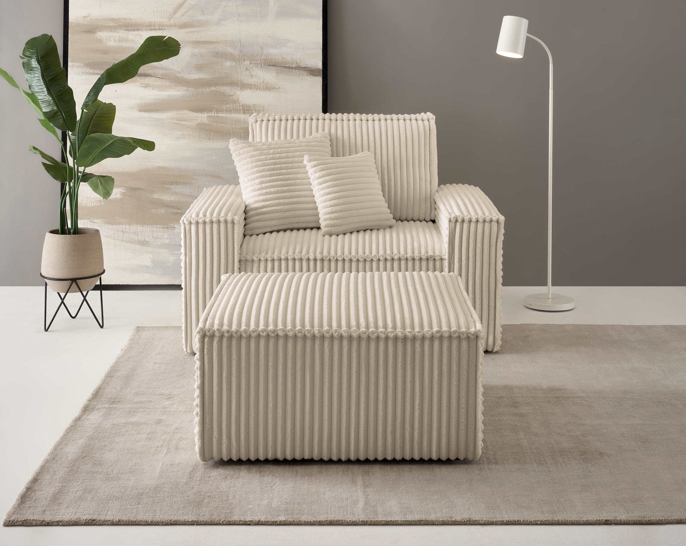 andas Loveseat »FINNLEY, Loveseat & Hocker im Set, trendige Stoffe, inkl. Z günstig online kaufen