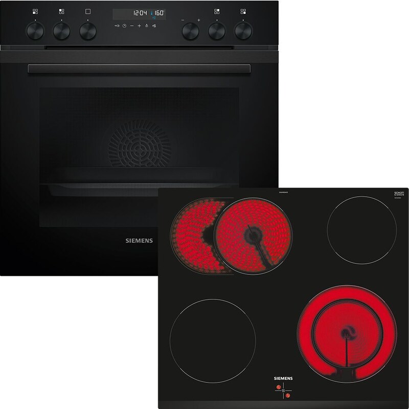 SIEMENS Elektro-Herd-Set »HE278GBB3« mit Teleskopauszug nachrüstbar 3D Heißluft Deep black inox Integriertes Reinigungssystem :...