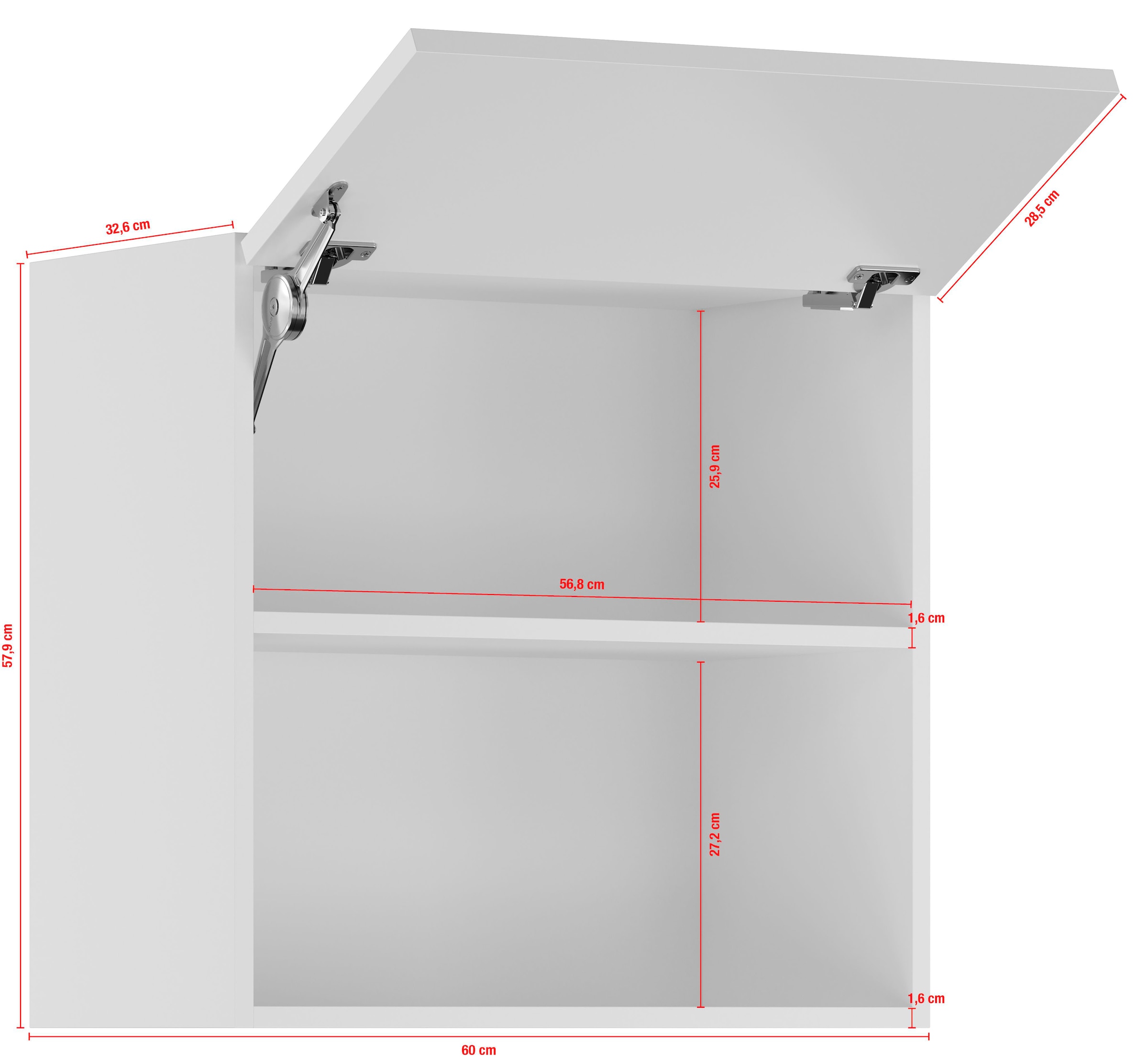 IMPULS KÜCHEN Klapphängeschrank »"Prag und Valencia", Breite/Höhe: 60/57,9 cm«, vormontiert, mit Soft-Close, mit Klapptür und offener Nische