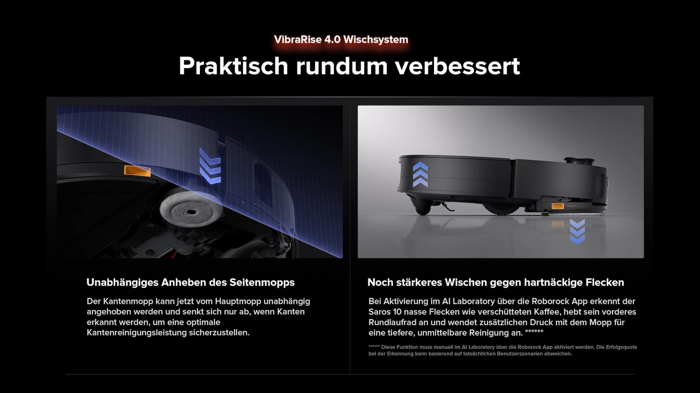 Roborock Saugroboter »Roborock Saros 10, 7,98cm flach«, FlexiArm™ Riser Seitenbürste, 80 °C Moppwäsche