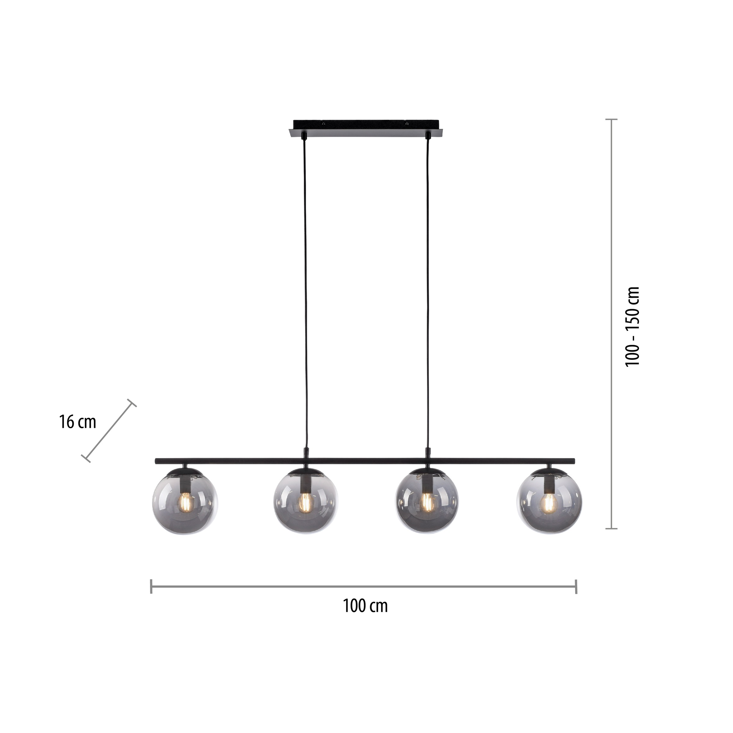JUST LIGHT Pendelleuchte »BIG WIDOW«, 4 flammig, Leuchtmittel E14 | ohne Leuchtmittel, ExklusiveE14