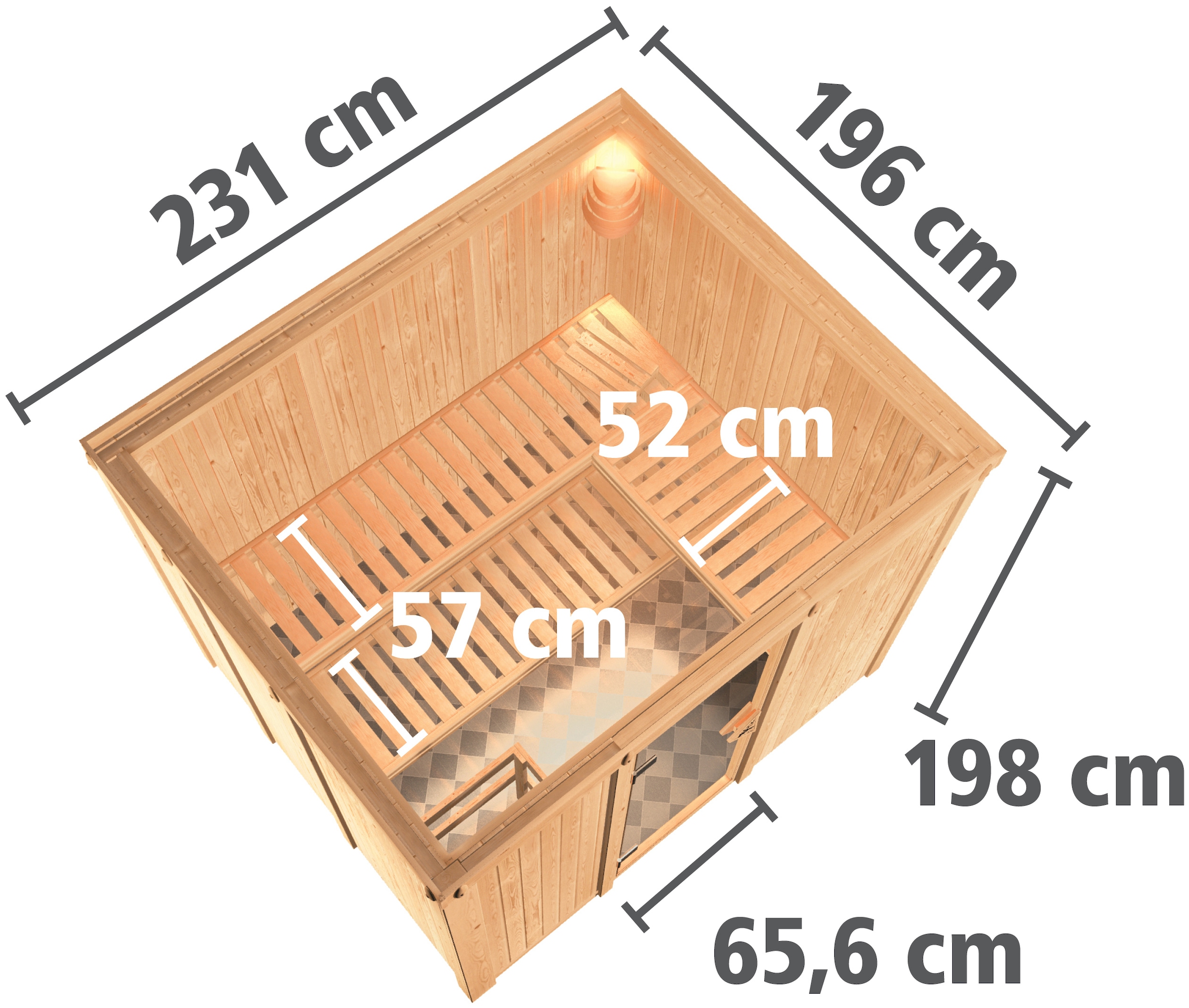 Karibu Sauna »Gitte«, 9-kW-Ofen mit externer Steuerung