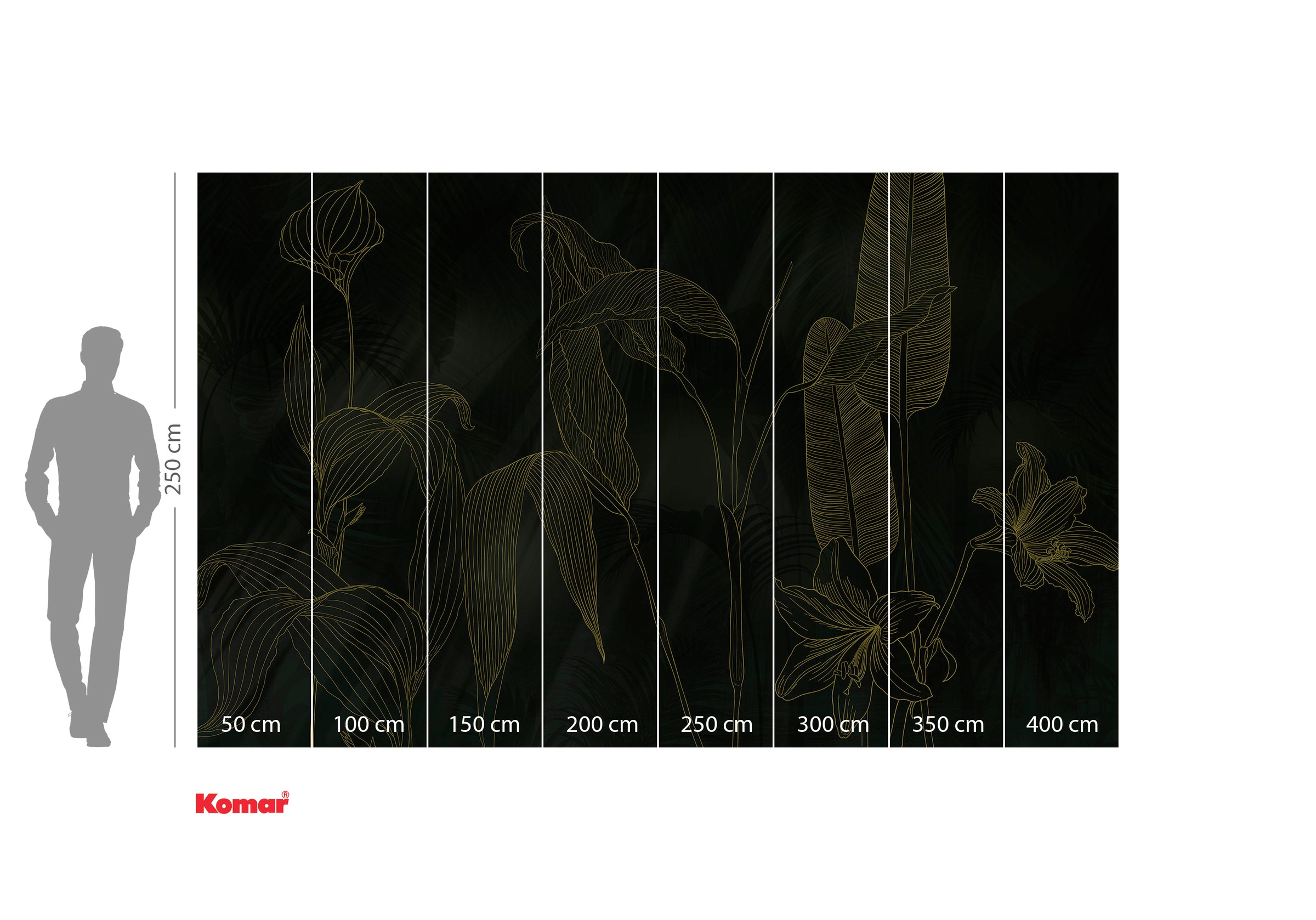 Komar Fototapete »Digitaldruck Vlies - Darkest Green - Größe 400 x 250 cm«, bedruckt-floral-geblümt-gemustert-tropisch, Wohnzimmer, Schlafzimmer