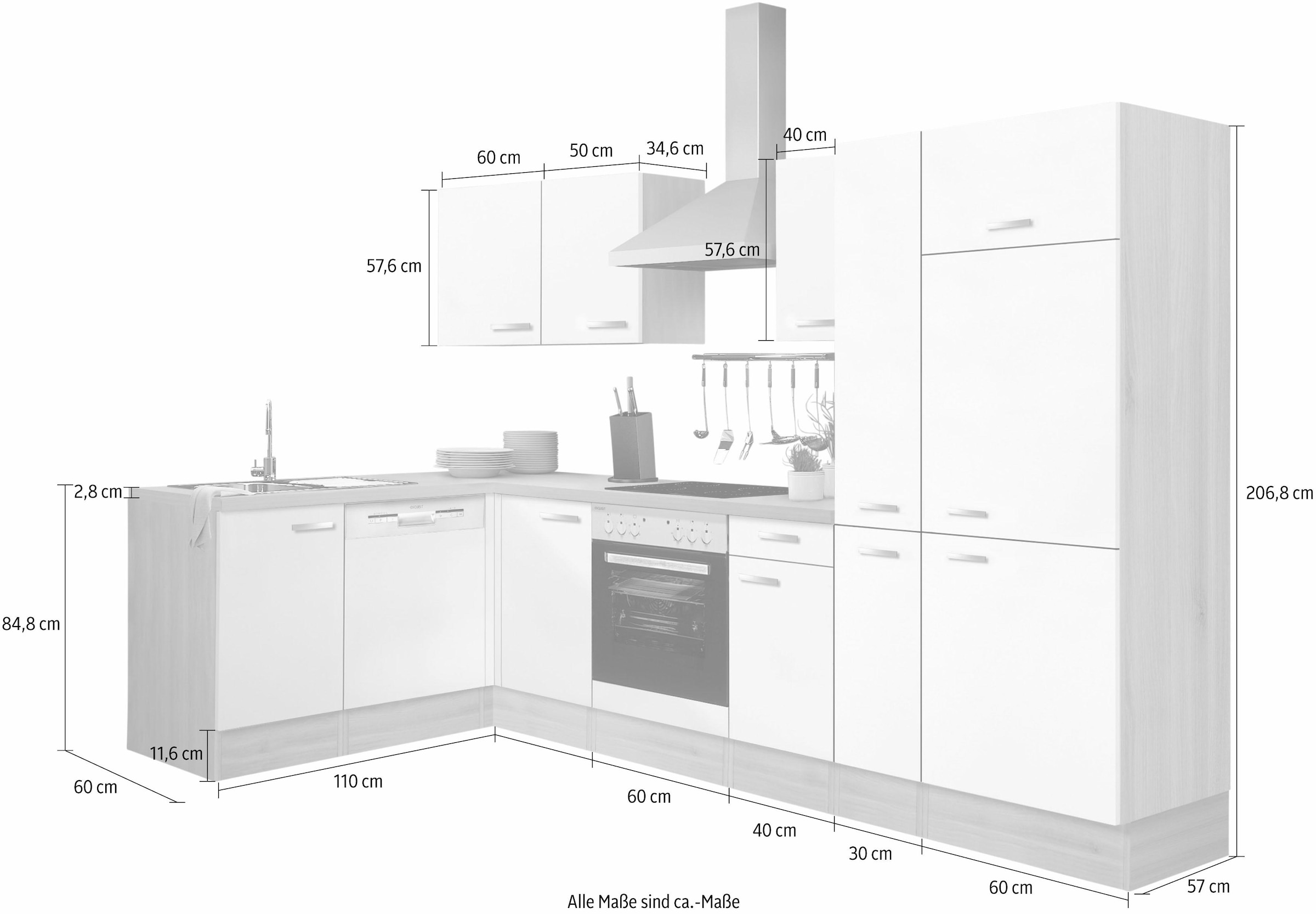 OPTIFIT Winkelküche »Faro«, mit E-Geräten, Stellbreite 300 x 175 cm