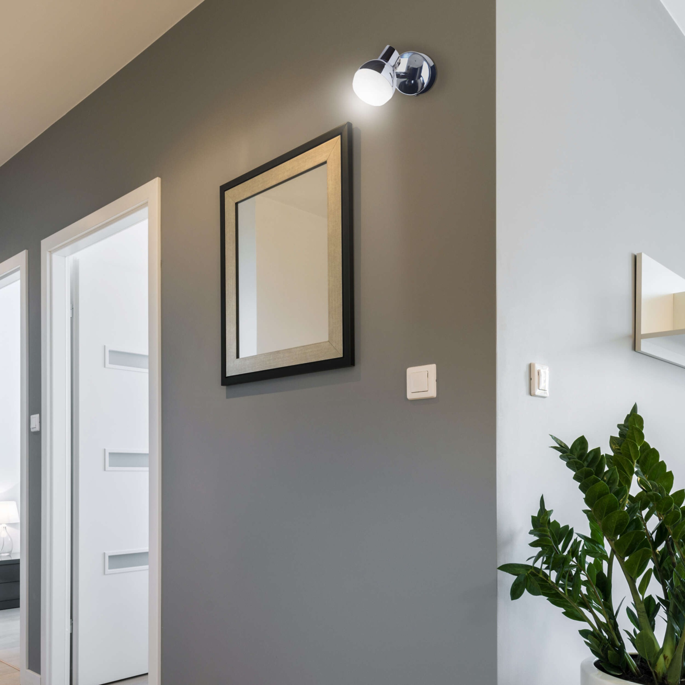 näve LED Wandstrahler »Chromey«, 1 flammig, Leuchtmittel LED-Modul | LED fest integriert, 1er Spot chromfarben, Lichtfarbe warmweiß, Metall, Acryl, D: 8cm