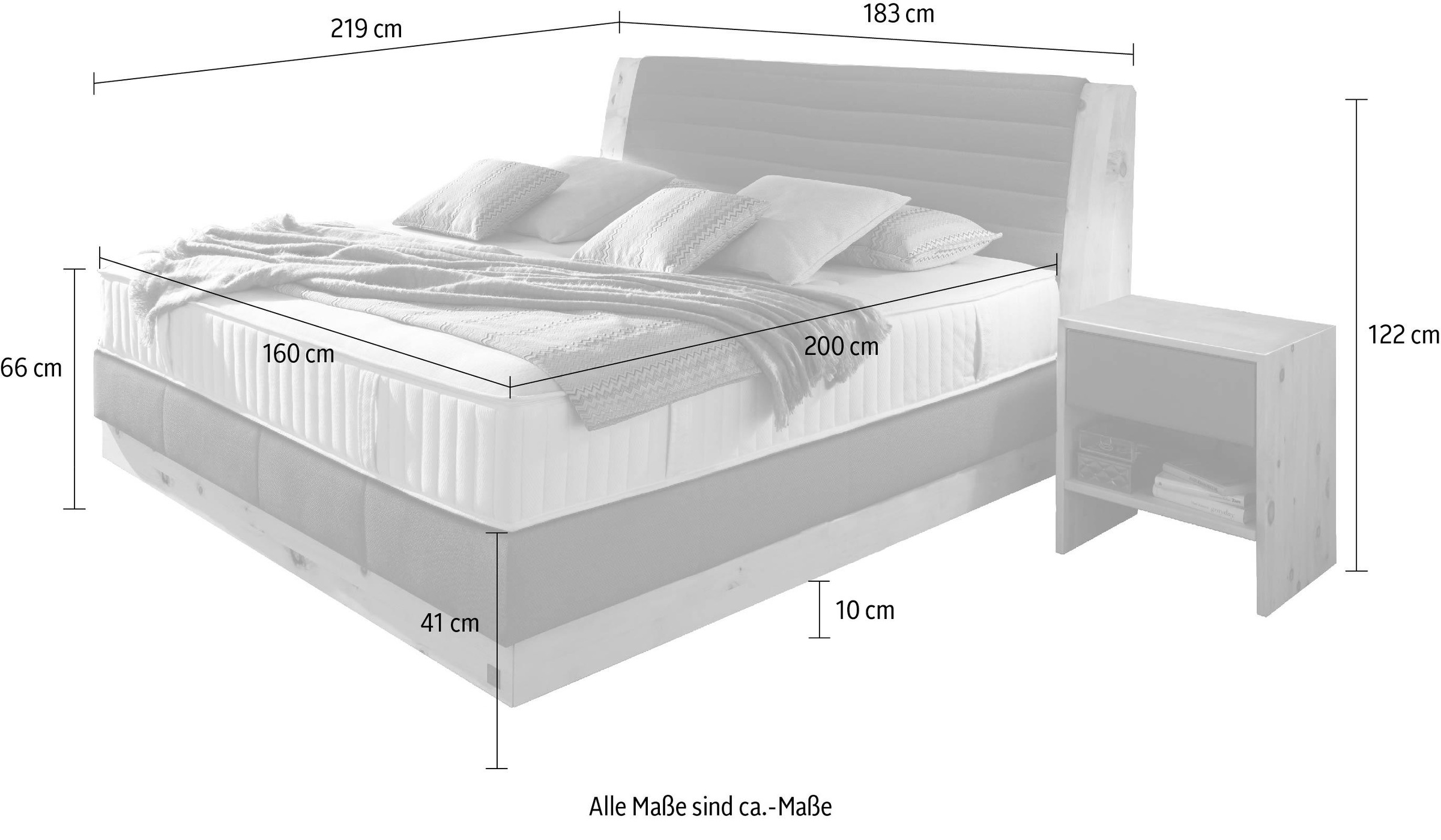 6. Bild von ADA premium Boxspringbett »Chalet«, Grand Comfort TF 1000 PM, Zirbenholz natur geölt