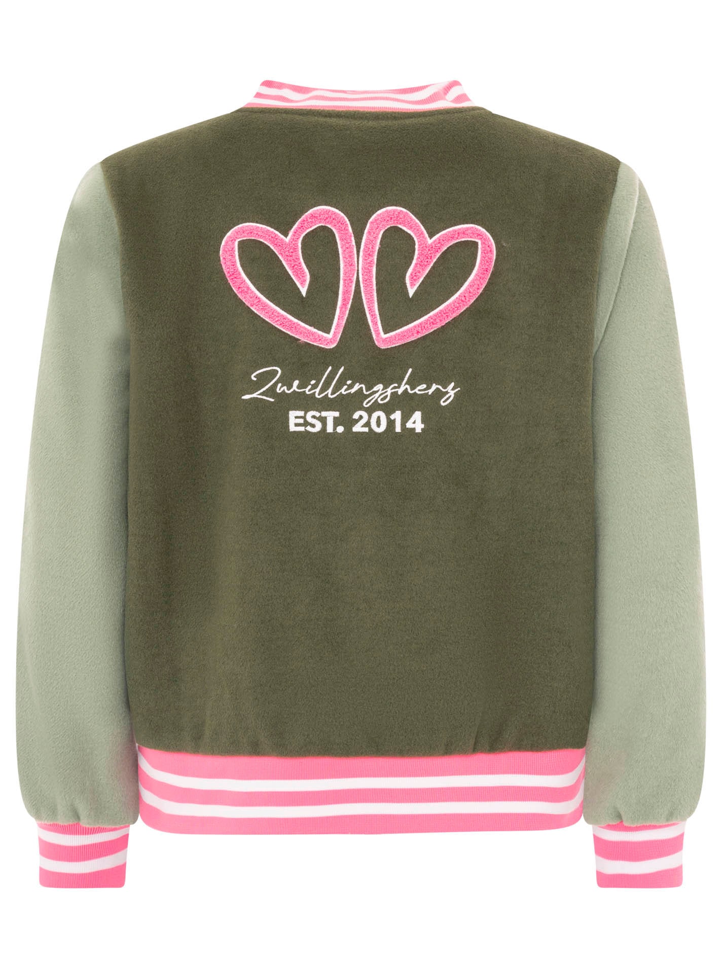 Zwillingsherz Bomberjacke »„College Uni“« abgesetzte Ärmel, gestreifte Bündchen, Eingriffstaschen, Aufnäher