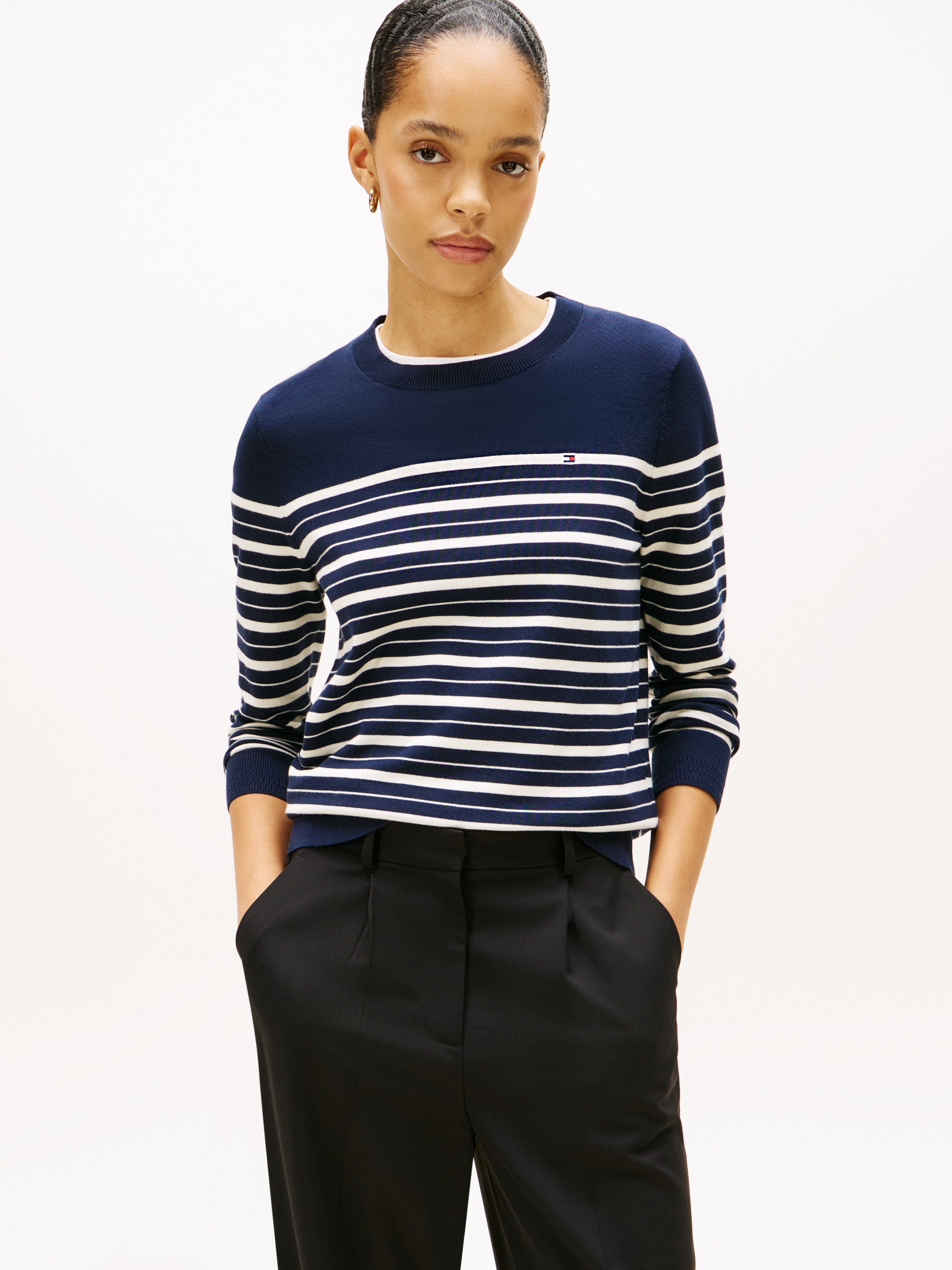 Tommy Hilfiger Rundhalspullover »CO JERSEY STITCH LS C-NK SWT«