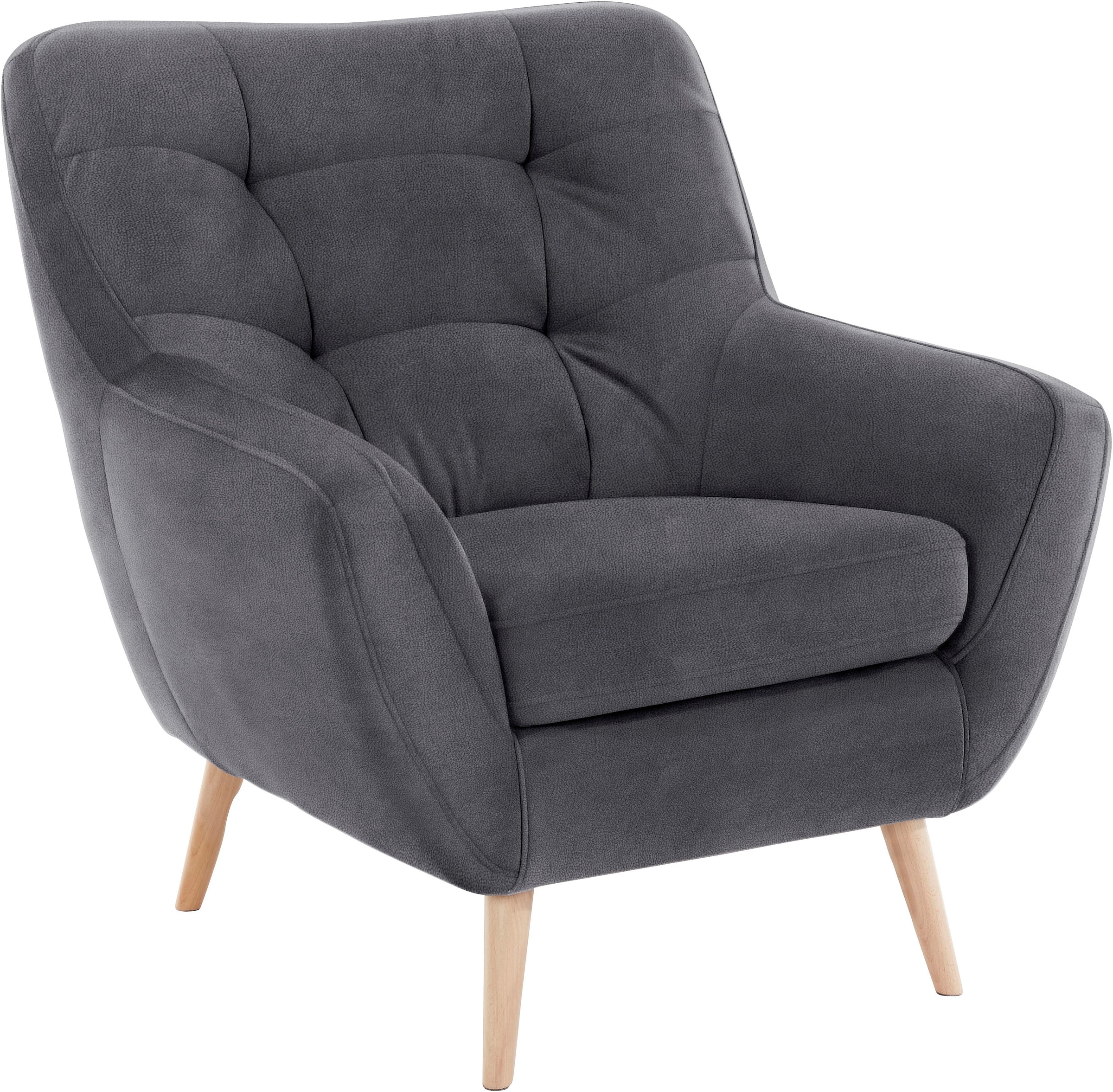 exxpo - sofa fashion Sessel »Scandi, Loungesessel mit tollem Sitzkomfort, hochwertige Polsterung«, bequem, hohe Holzfüße
