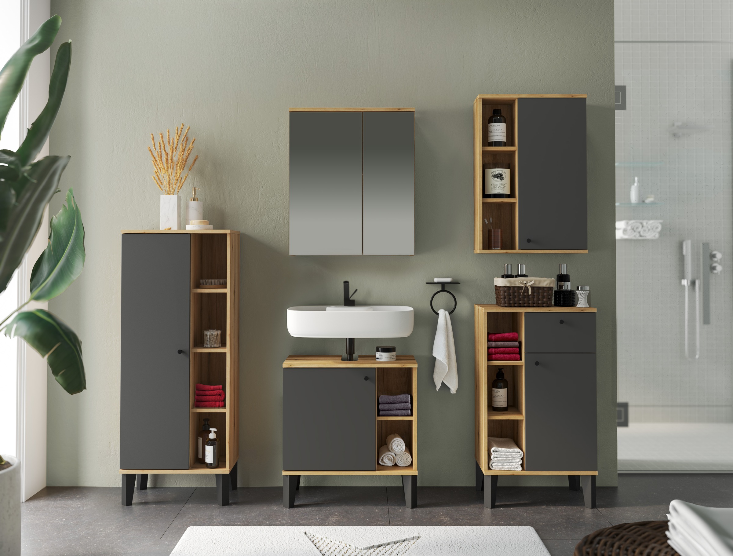 INOSIGN Badmöbel-Set »OSLO, Bad im skandinavischen Design, 5-teiliges Badez günstig online kaufen