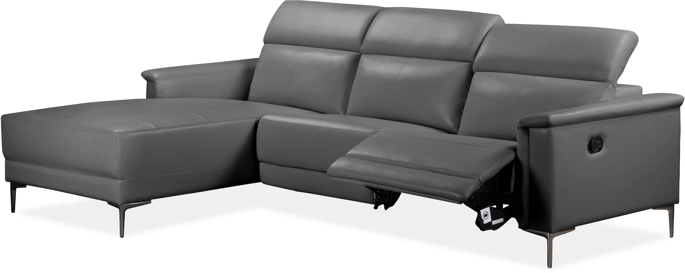 OTTO home Ecksofa »LUND, Naturleder, L-Form, 261cm, man./elektr. Relaxfunktion (USB-A)« und Kopfteilverstellung