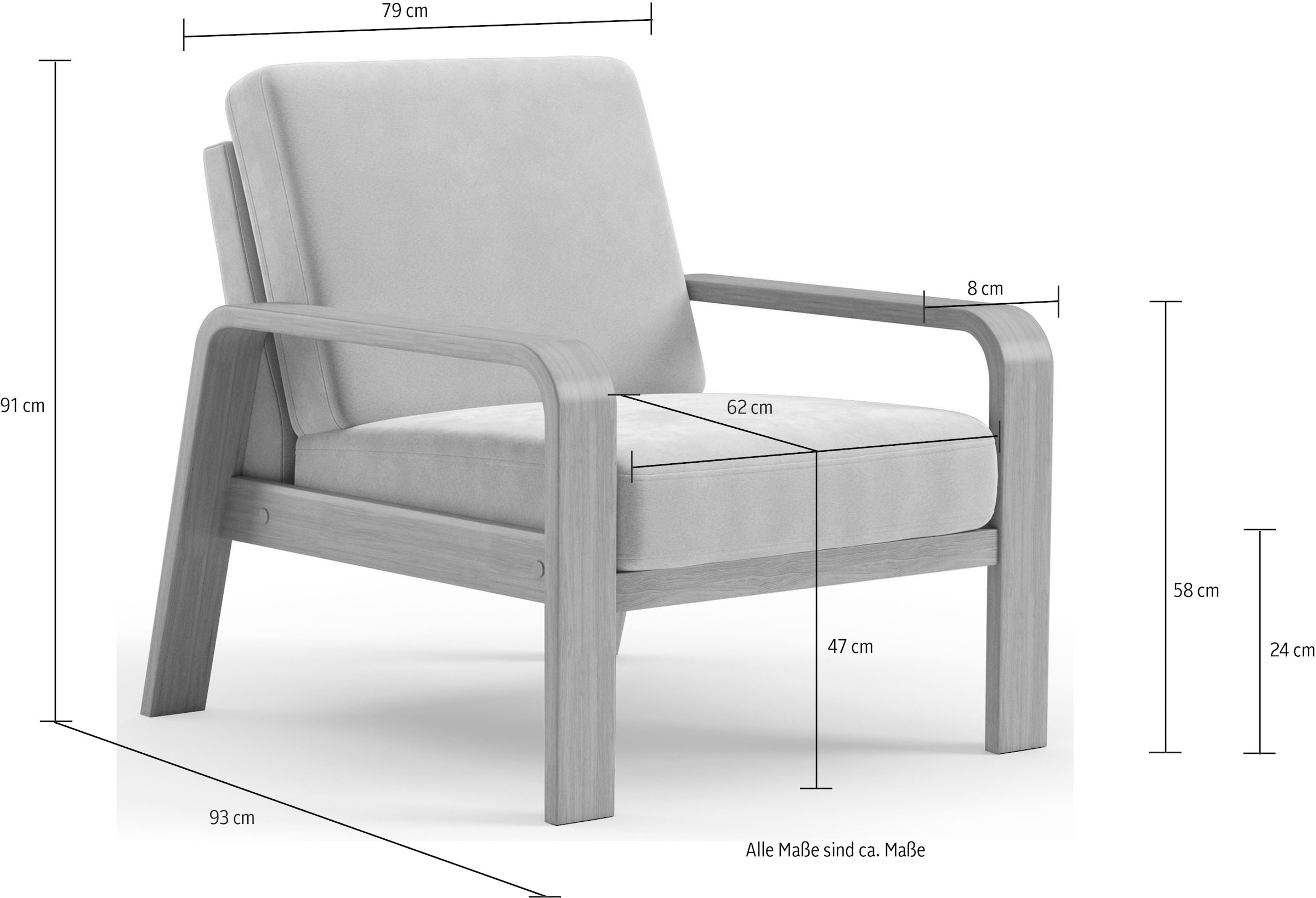 sit&more Sessel »Kolding«, Armlehnen aus eichefarbigem Buchenholz, verschiedene Bezüge und Farben