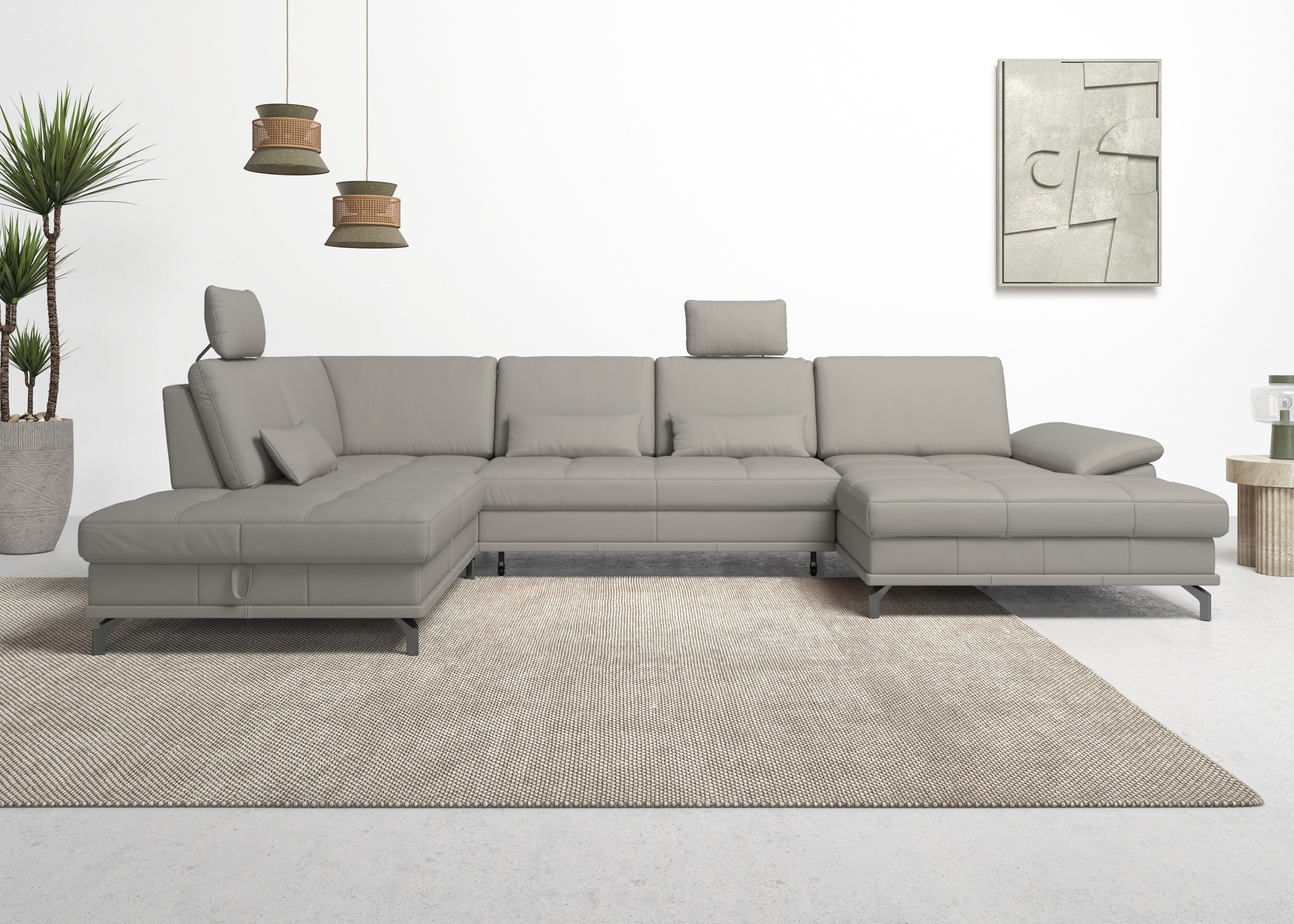 PLACES OF STYLE Wohnlandschaft »Costello U-Form, B: 363 cm mit Sitztiefen-, günstig online kaufen