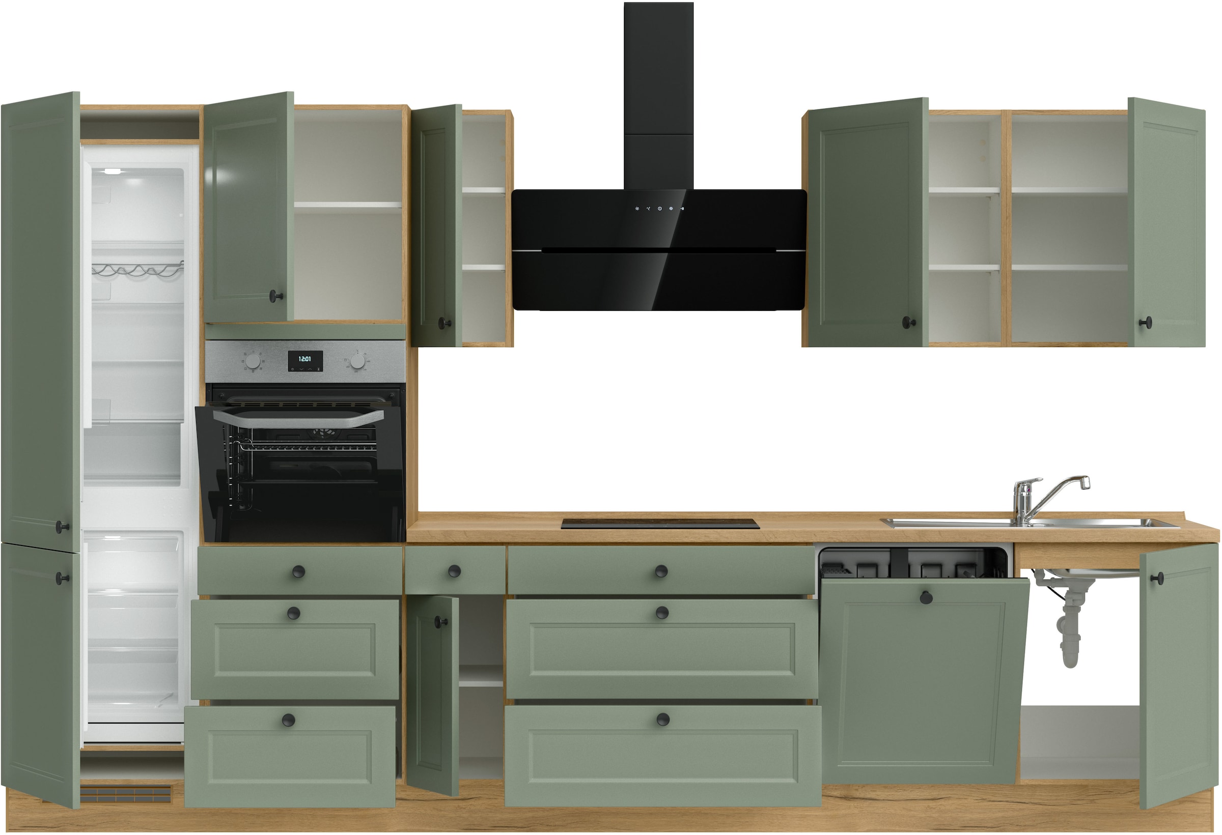 nobilia® Küchenzeile »"Cascada II"«, vormontiert, Breite 360 cm, Ausrichtung wählbar, wahlw. mit E-Geräten